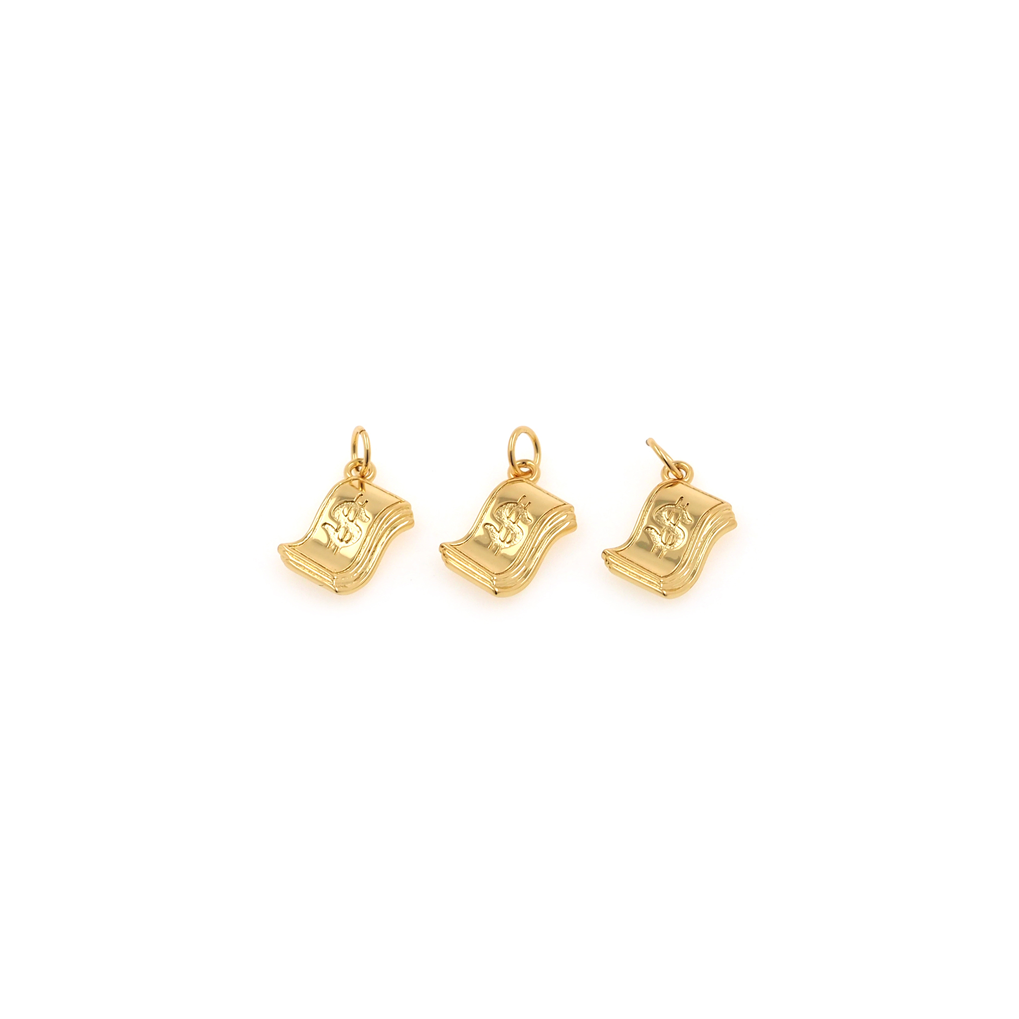 18K Gold Filled Money Pendant,Dollar Sign Charm Earrings Necklace for DIY Jewelry Making Supply