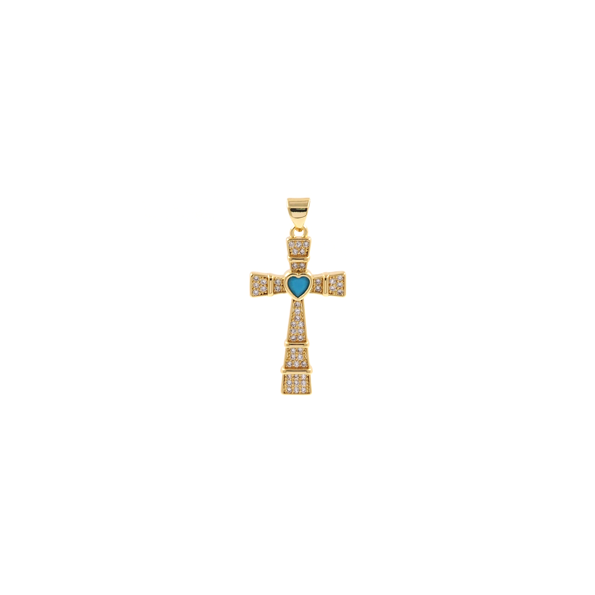 18K Gold Filled Cross Pendant,CZ Micro Pave Cross Charm Earrings Necklace for DIY Jewelry Making Supply