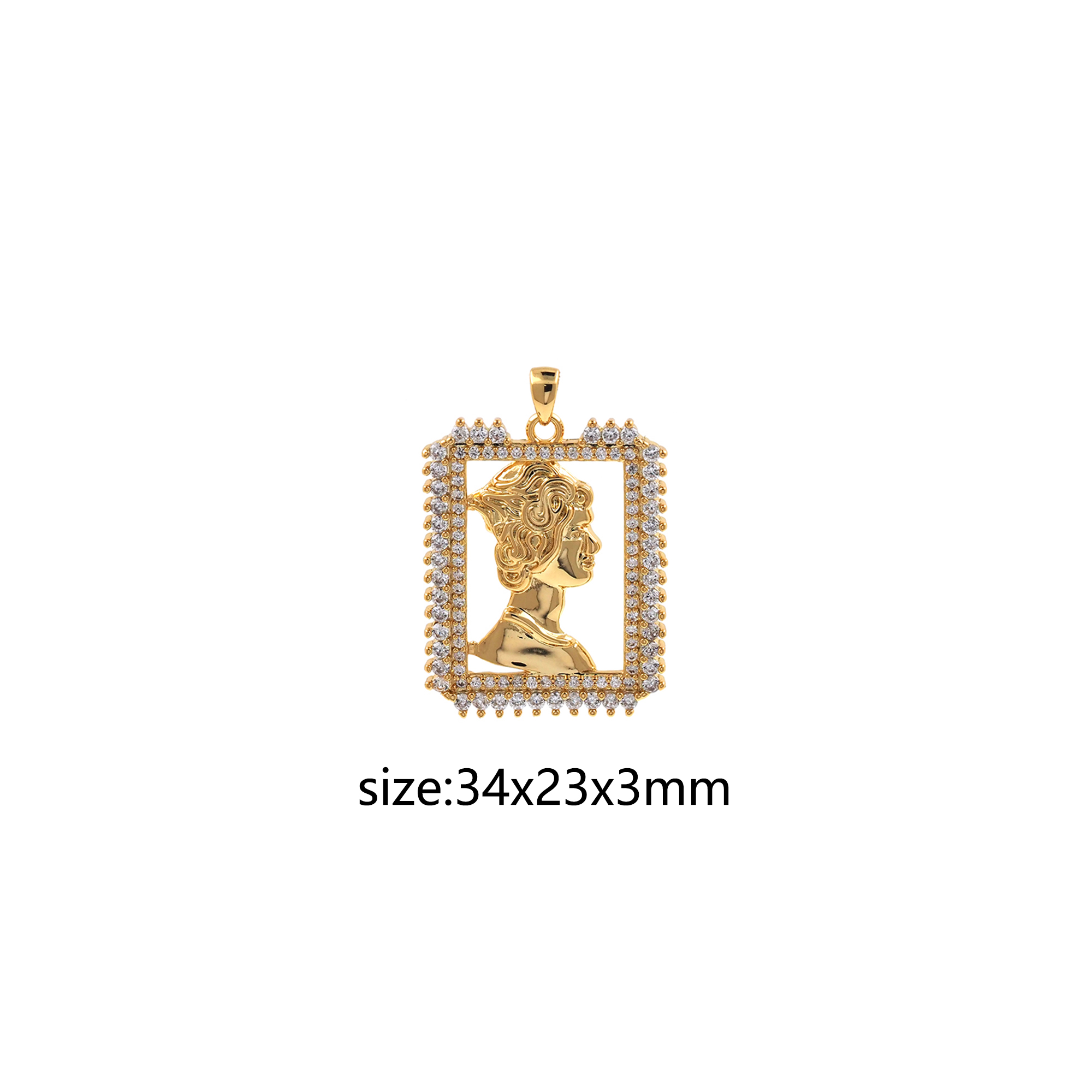 18K Gold Filled Queen Pendant,CZ Micro Pave Queen Charm Earrings Necklace for DIY Jewelry Making Supply