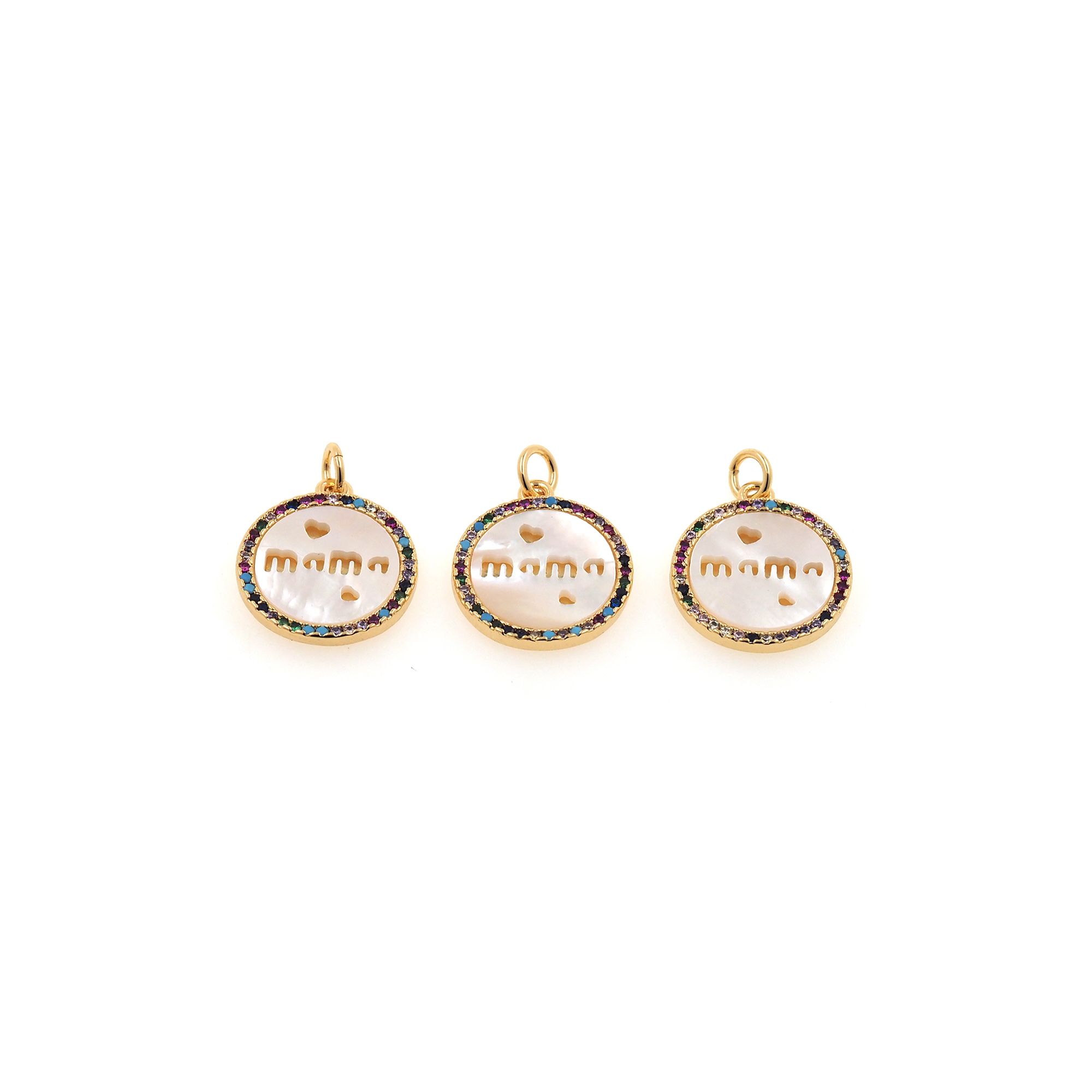 18K Gold Filled Mama Pendant,CZ Micro Pave Mama Charm Earrings Necklace for DIY Jewelry Making Supply
