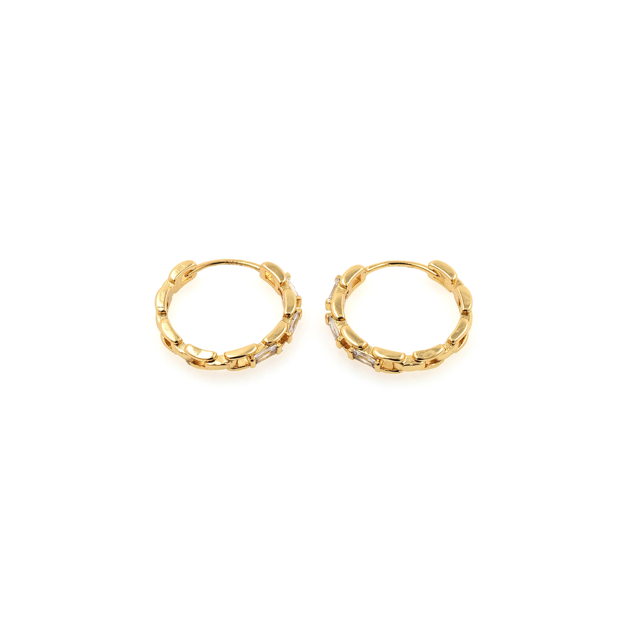 18K Gold Filled Chain Hoop Earrings,CZ Micro Pave Chain Earrings,Gold Hoops,Dainty CZ Hoops Huggie