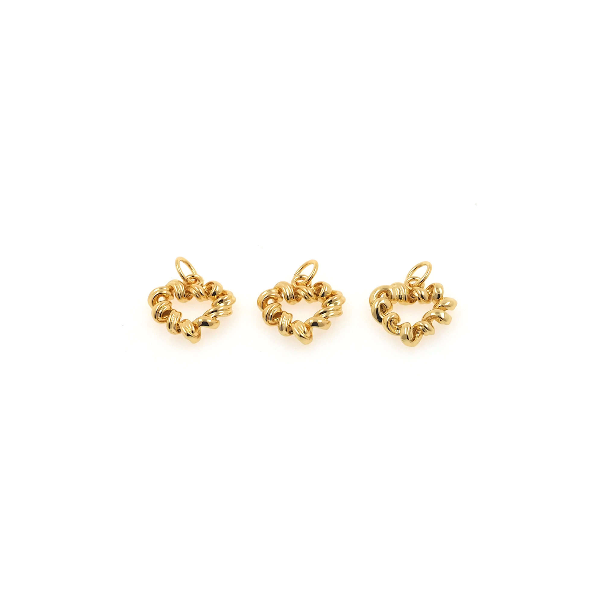 18K Gold Filled Heart Pendant,Dainty Heart Charm Earrings Necklace for DIY Jewelry Making Supply