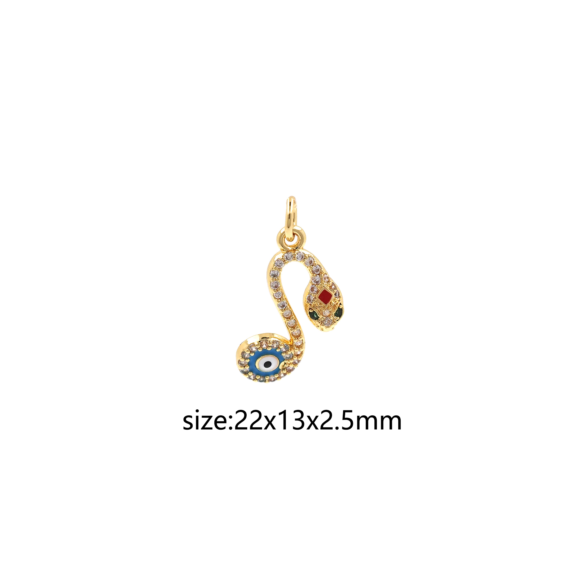 18K Gold Filled Snake Pendant,CZ Micor Pave Snake Eye Charm Earrings Necklace for DIY Jewelry Making Supply