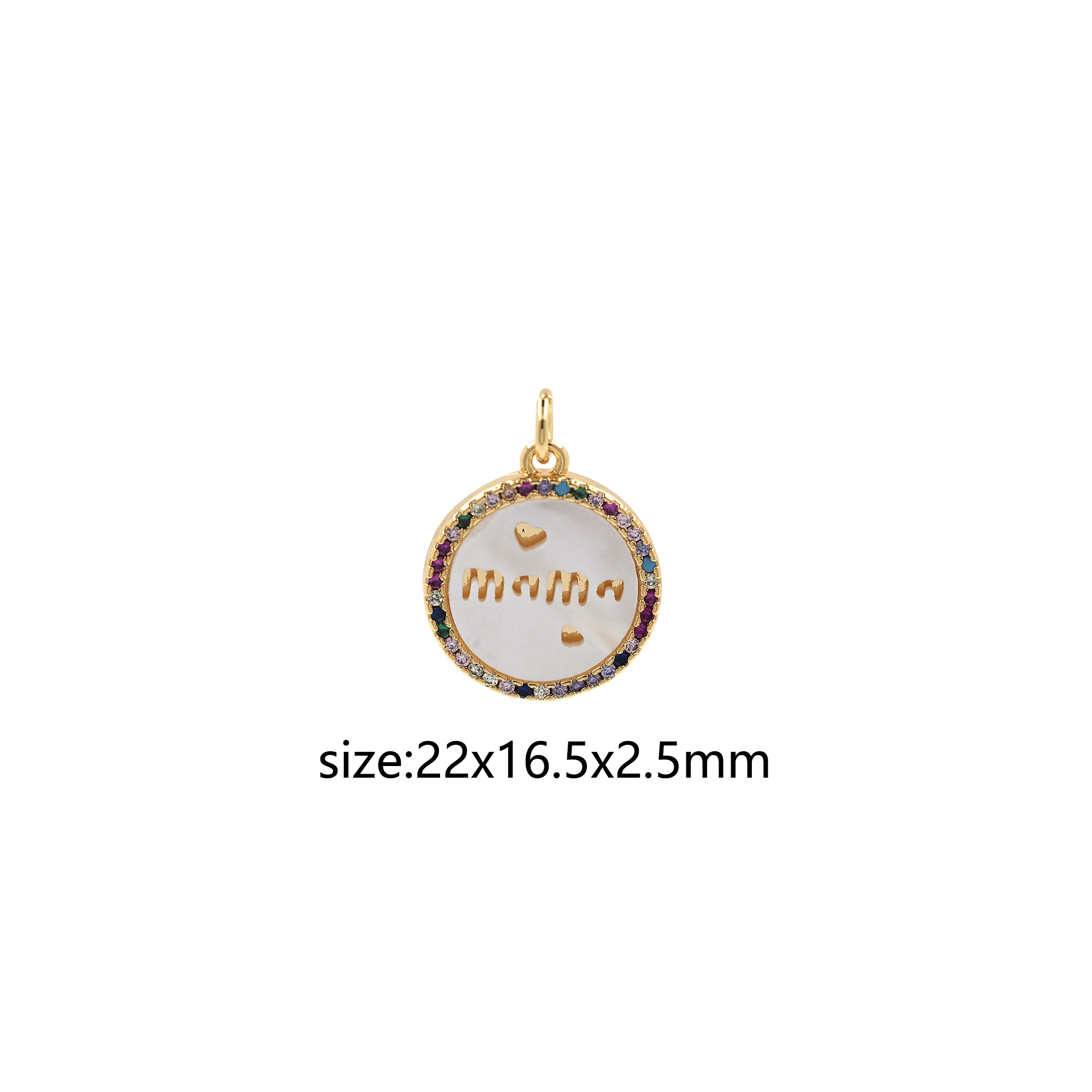 18K Gold Filled Mama Pendant,CZ Micro Pave Mama Charm Earrings Necklace for DIY Jewelry Making Supply