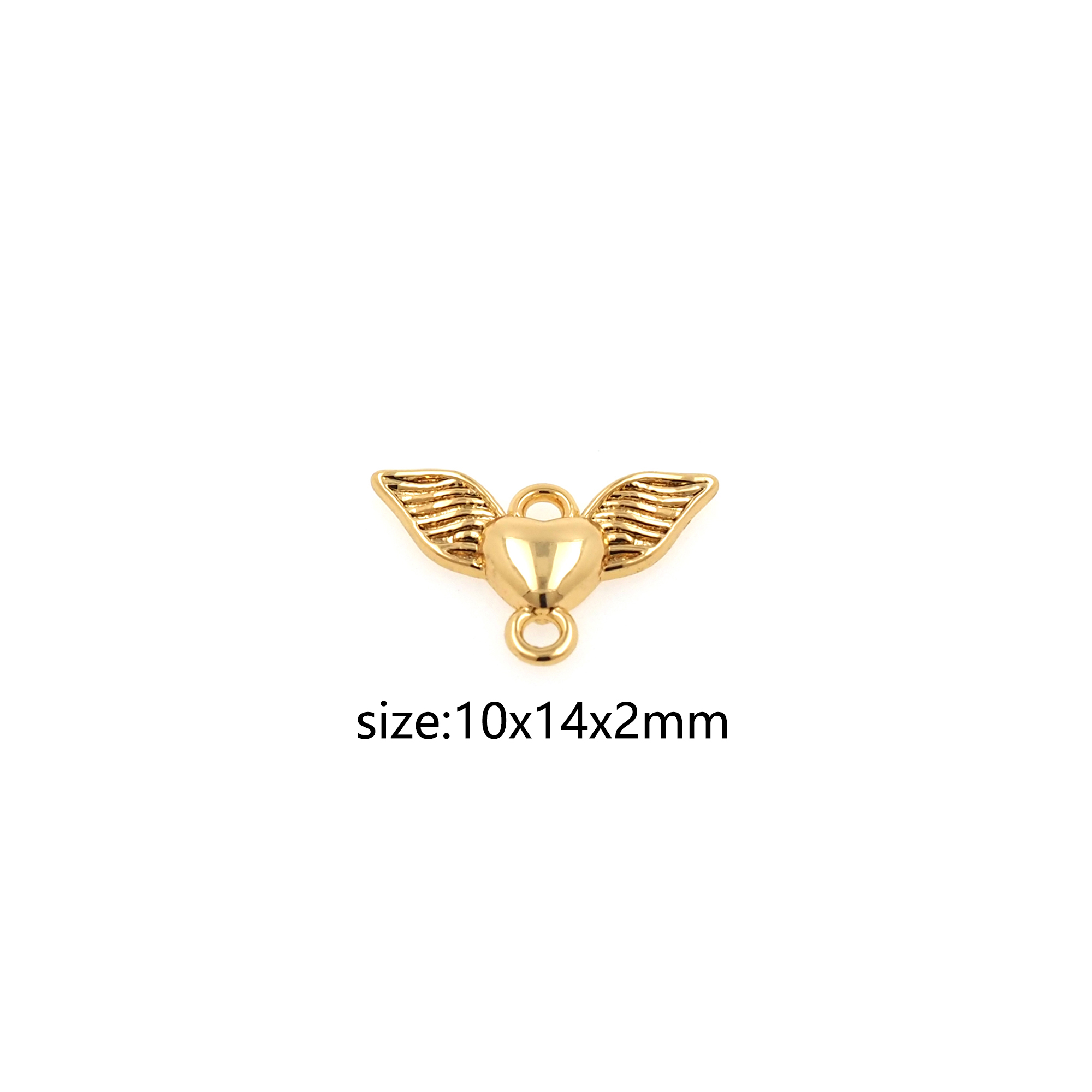 18K Gold Filled Heart Wing Pendant,Dainty Wings Charm Earrings Necklace for DIY Jewelry Making Supply