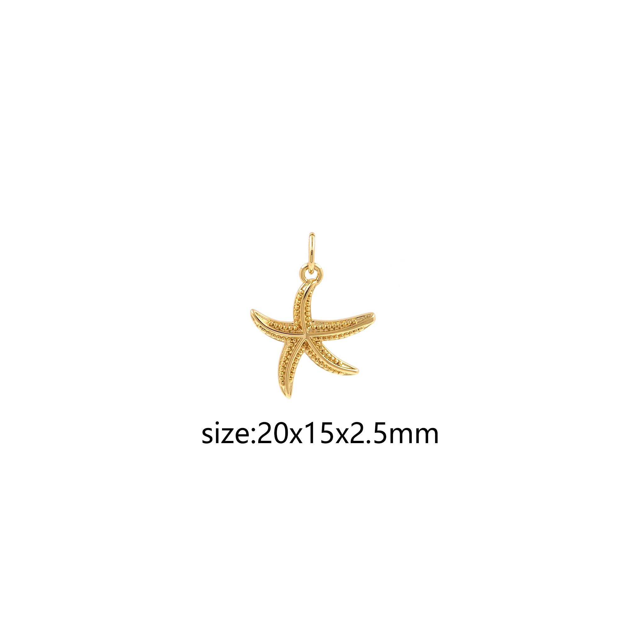 18K Gold Filled Starfish Pendant,Tiny Starfish Charm Earrings Necklace for DIY Jewelry Making Supply