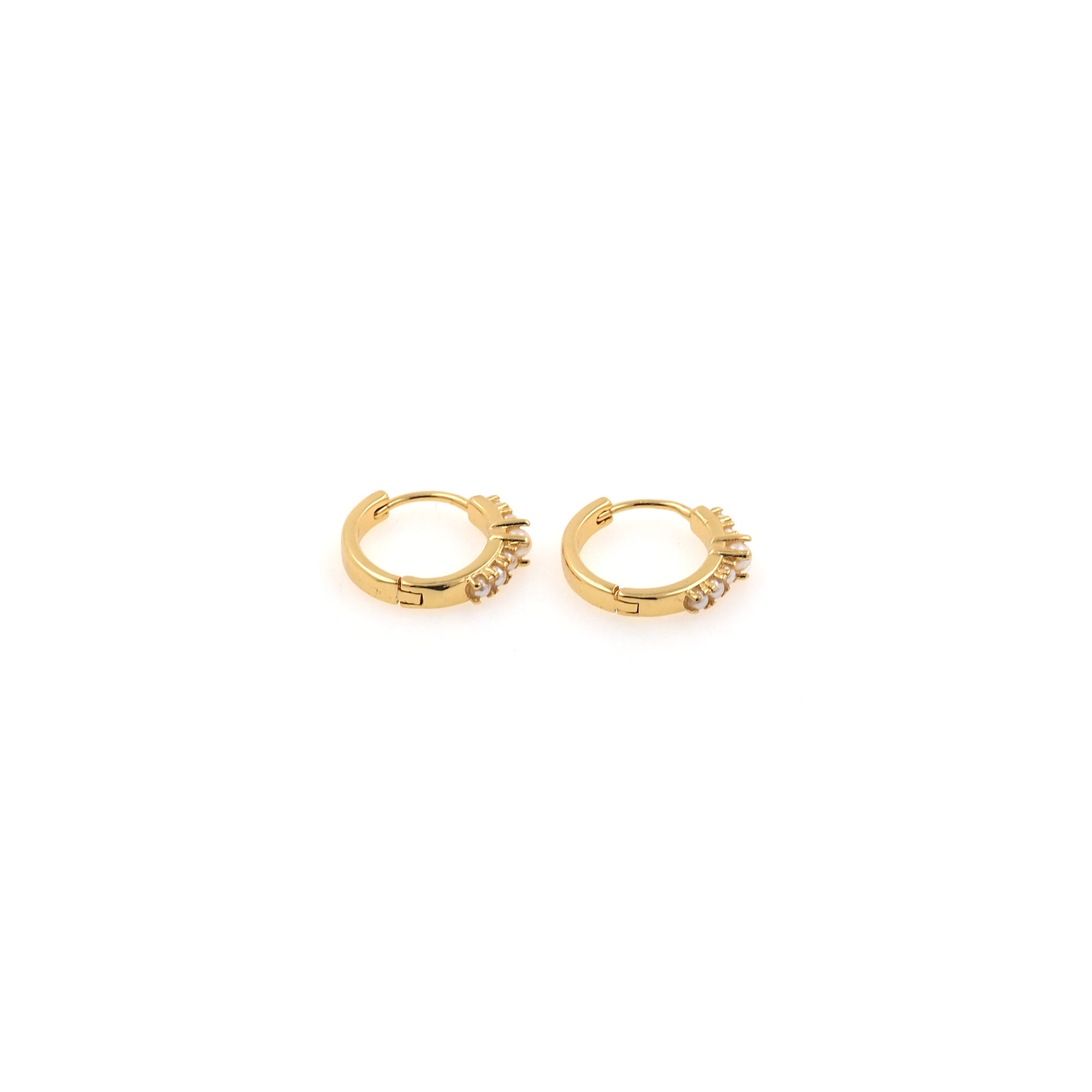 18K Gold Filled Pearl Hoops Earrings,Gold Huggies Hoop Earrings,Minimalist Earrings