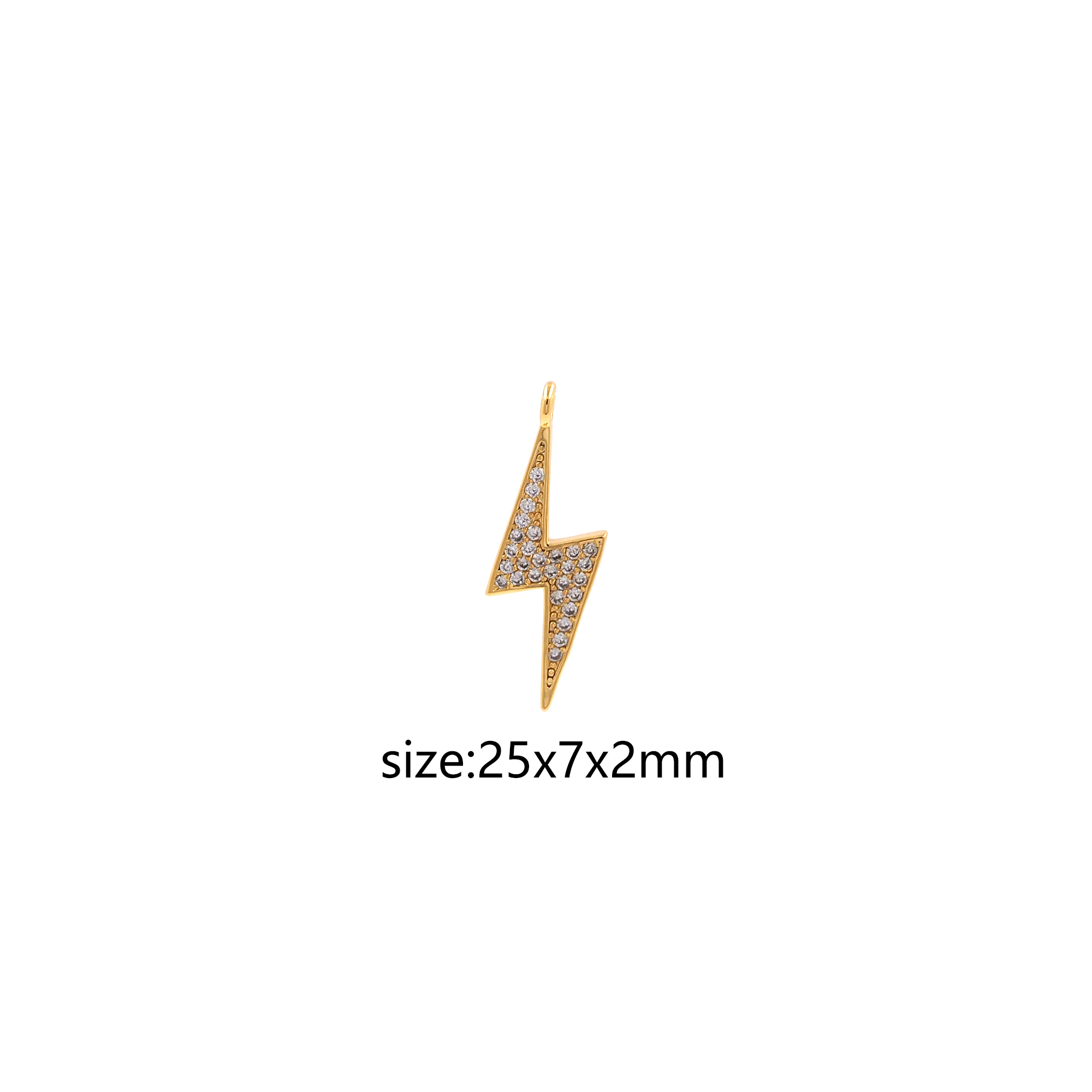 18K Gold Filled Lightning Pendant,CZ Micro Pave Lightning Charm Earrings Necklace for DIY Jewelry Making Supply