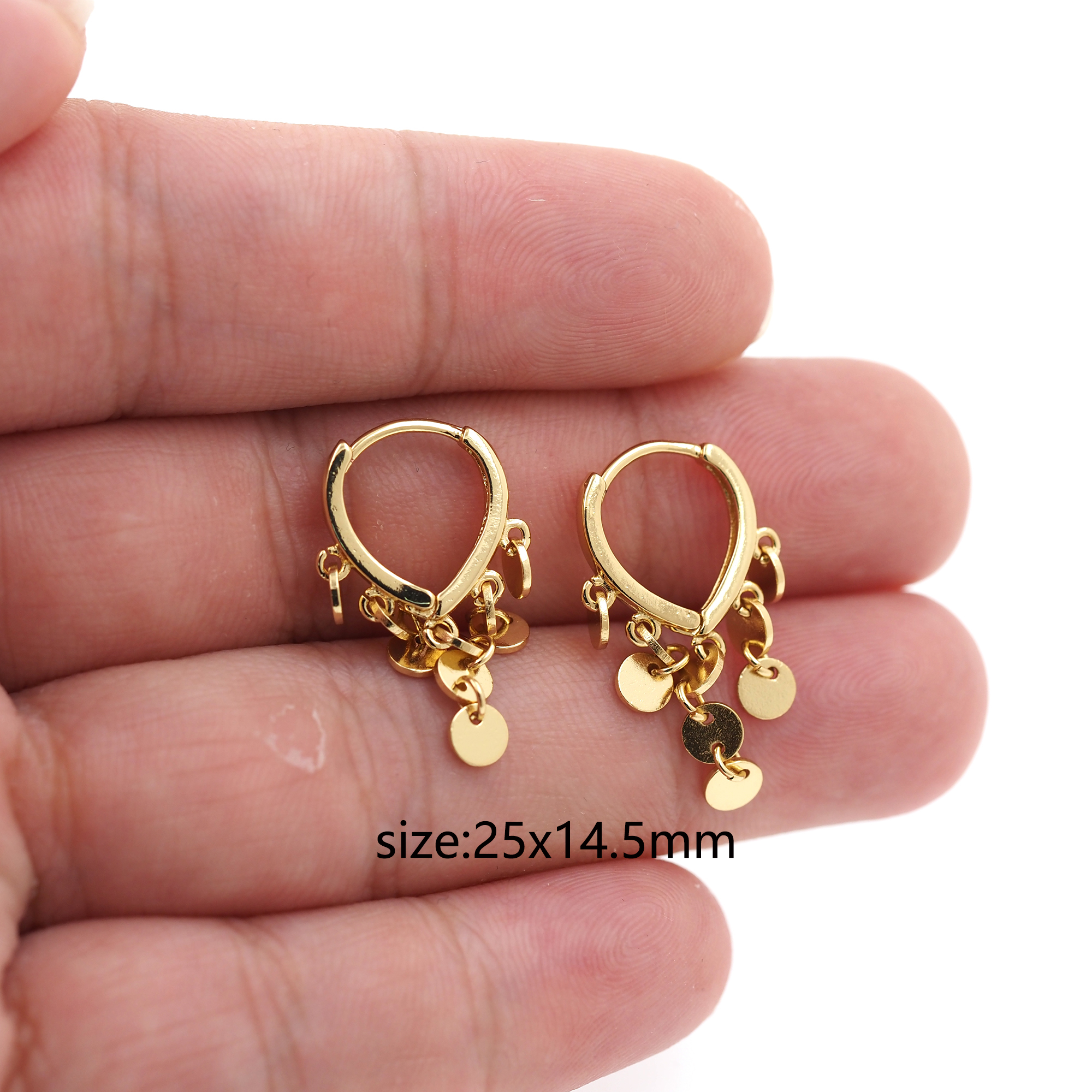 18K Gold Filled Disc Hoop Earrings,Dangle Earrings,Tassel Hoops,Dainty Hoops Huggie,Minimalist Earrings