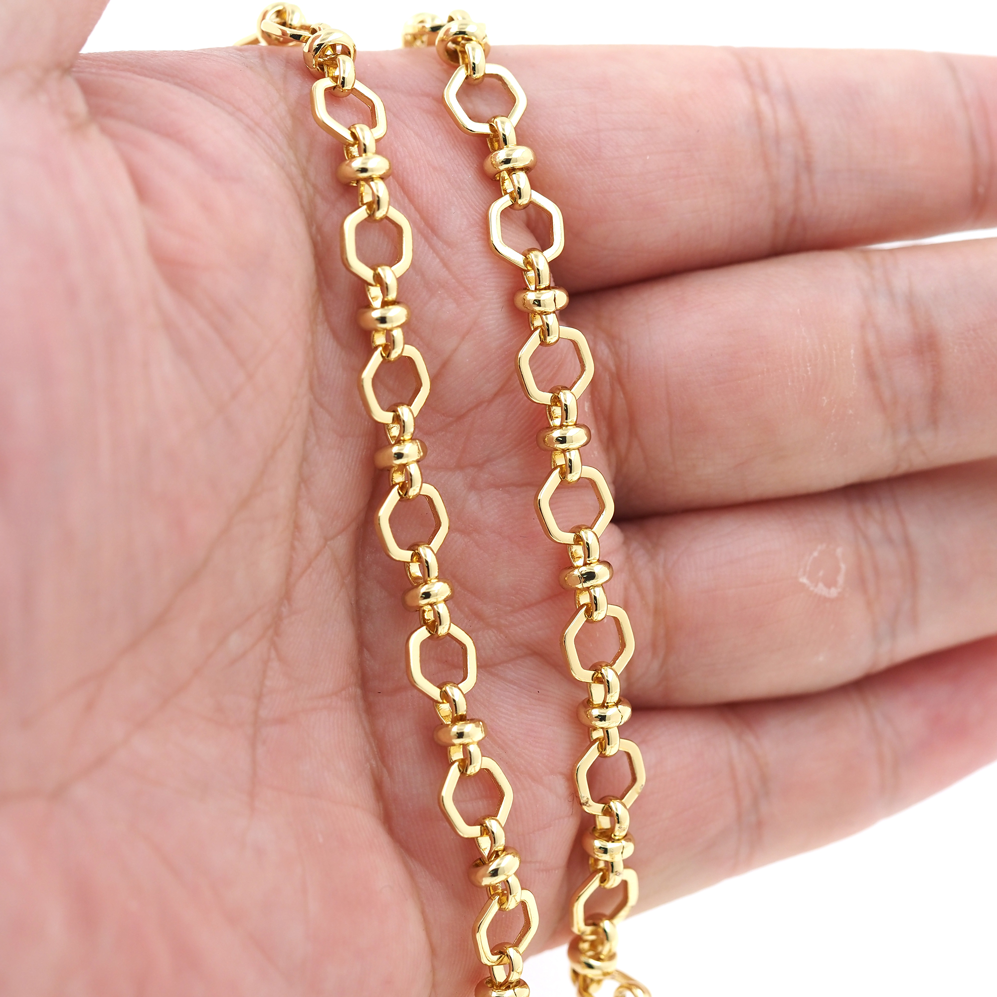 18K Gold Filled Hexagon Chain Necklace,Minimalist Link Chain,Gold Cable Chain Necklace for Women DIY Jewelry Making Supply