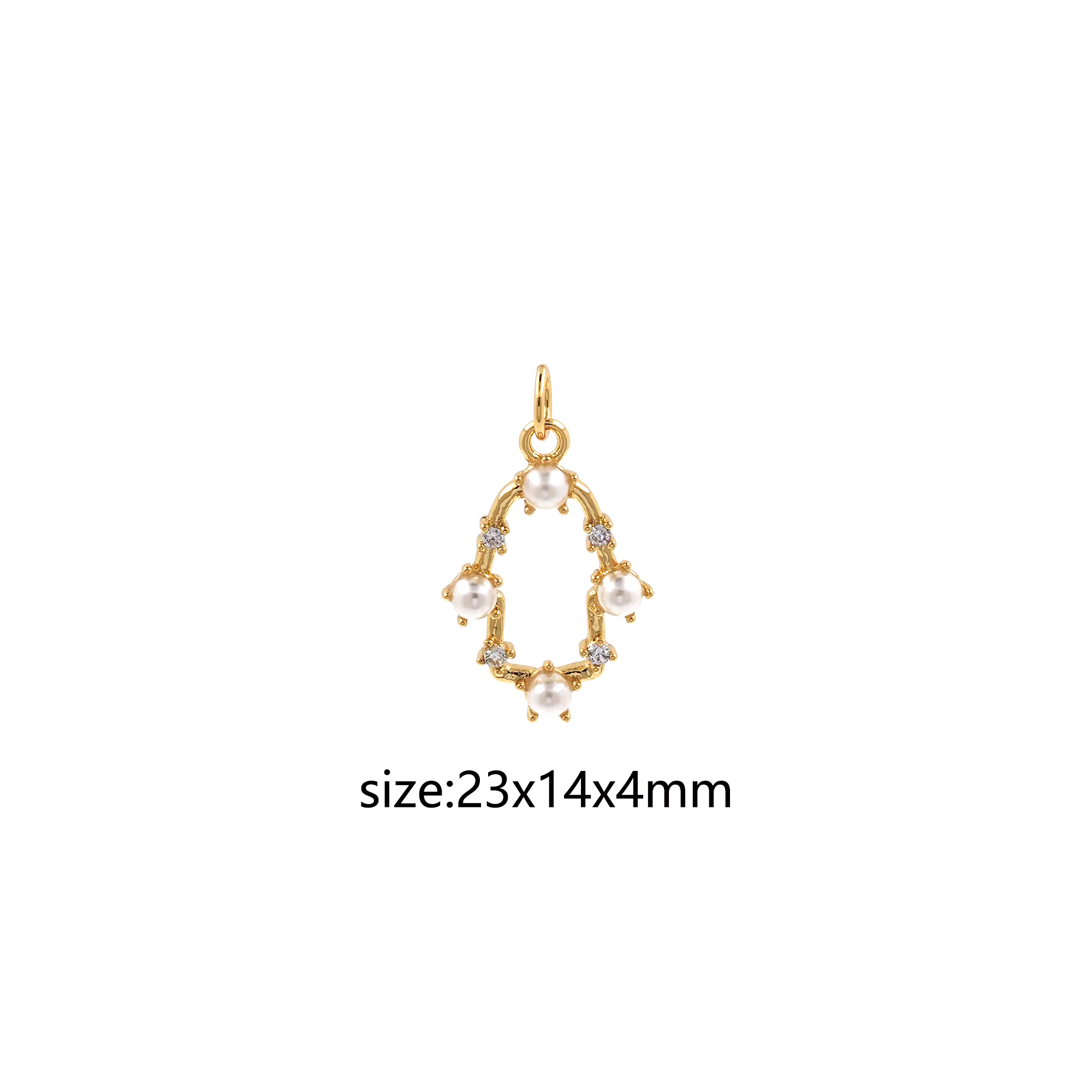 18K Gold Filled Pearl Hamsa Pendant,CZ Micro Pave Amulet Charm Earrings Necklace for DIY Jewelry Making Supply