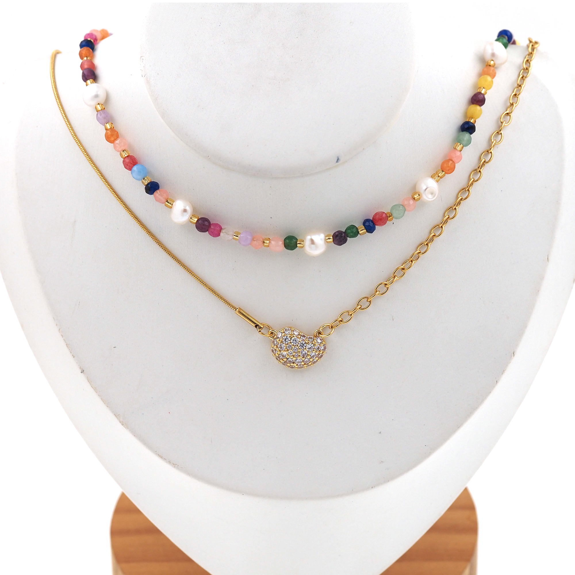 18K Gold Filled Layered Necklace,Minimalist Necklace,Dainty Necklace,Beaded Necklace,Adjustable Necklace