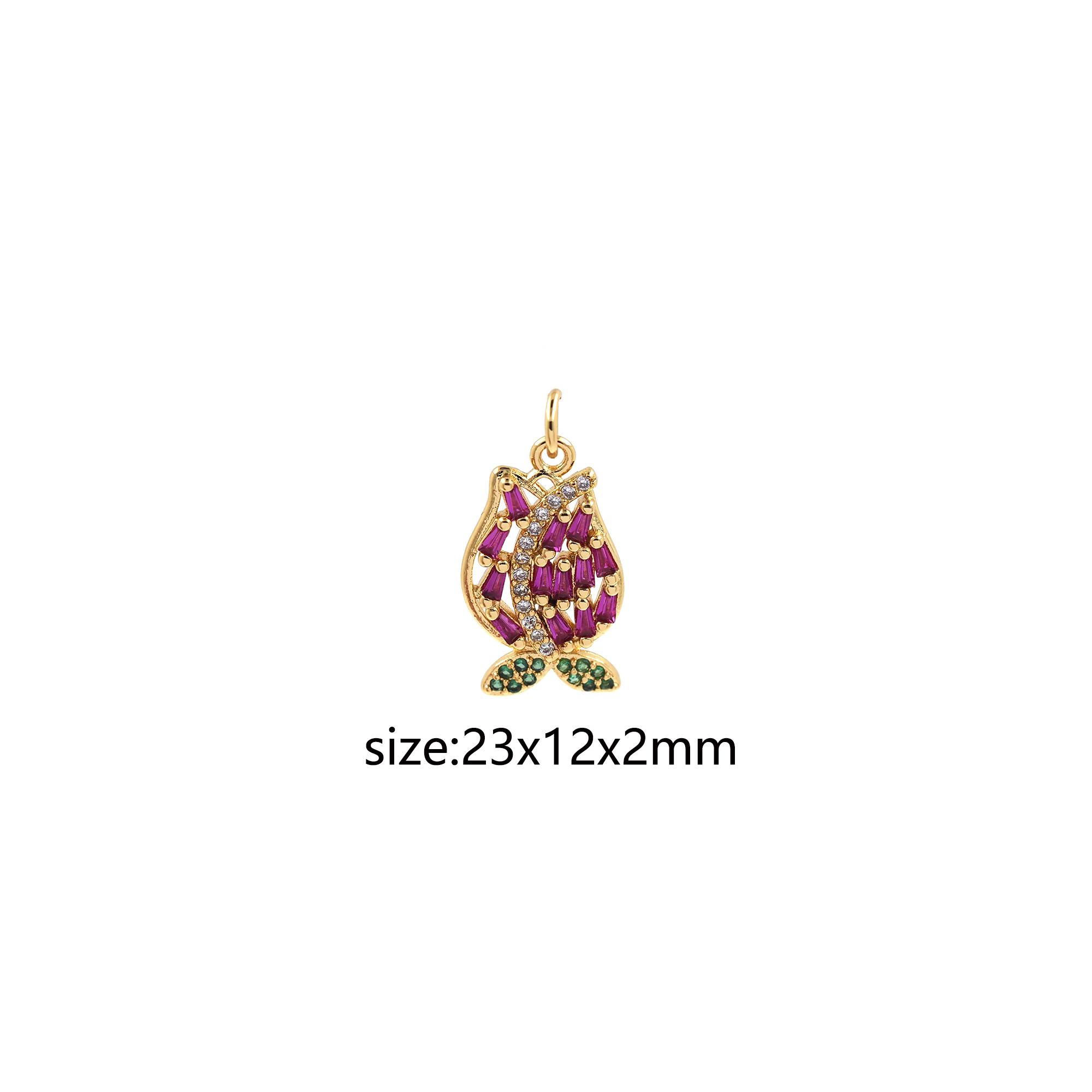 18K Gold Filled Tulip Pendant,CZ Micro Pave Tulip Charm Earrings Necklace for DIY Jewelry Making Supply