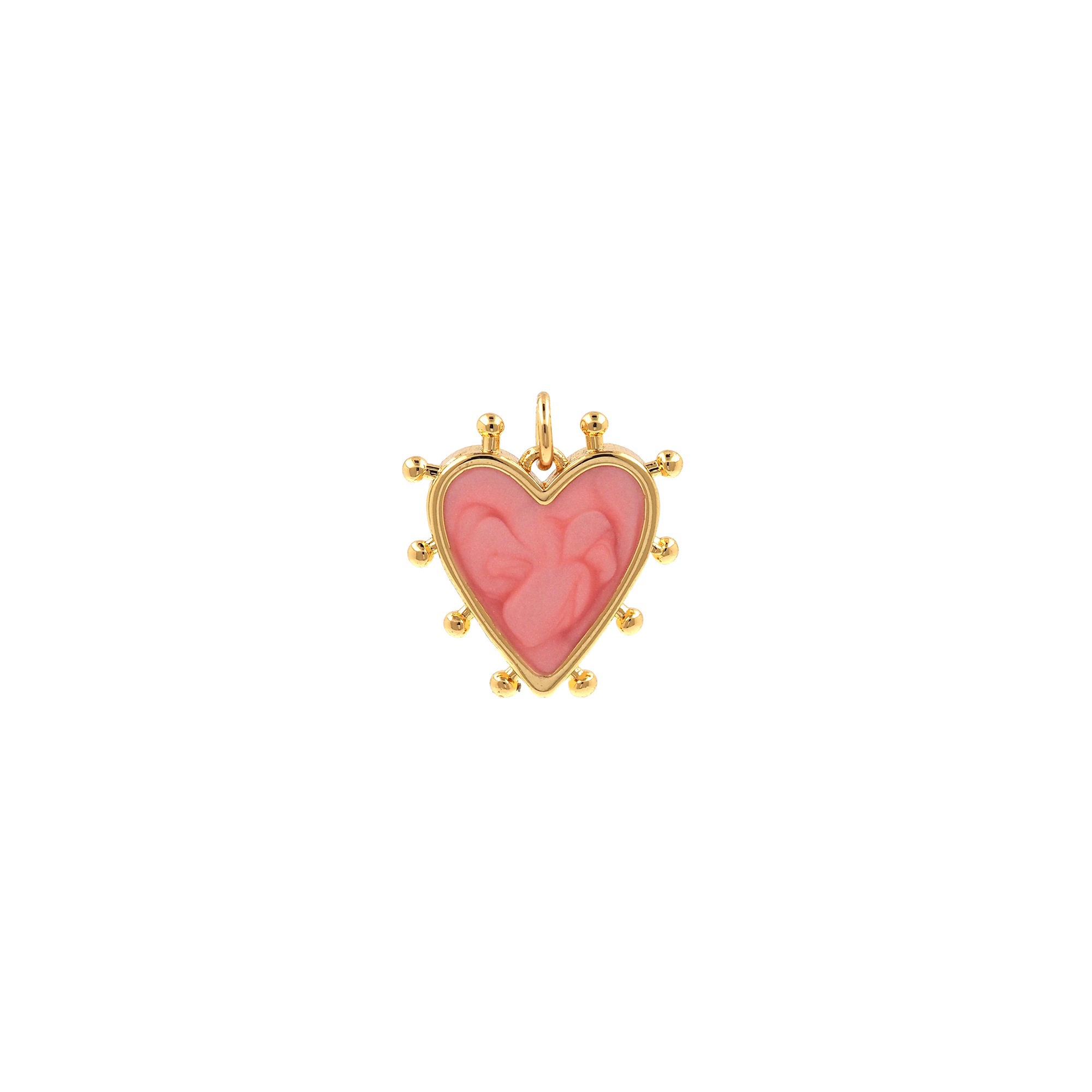 18K Gold Filled Heart Pendant,Enamel Heart Charm Earrings Necklace for DIY Jewelry Making Supply