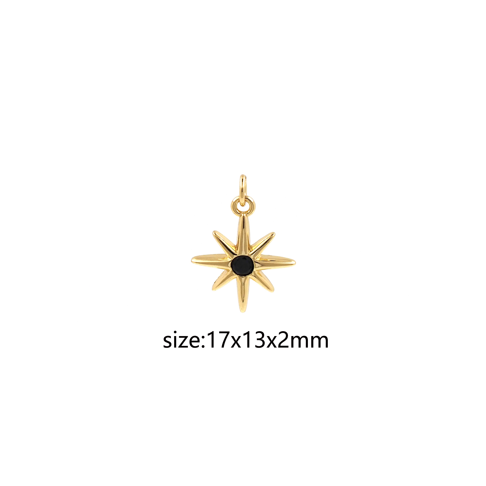 CZ Micro Pave North Star Pendant,18K Gold Filled North Star Charm Earrings Necklace for DIY Jewelry Making Supply