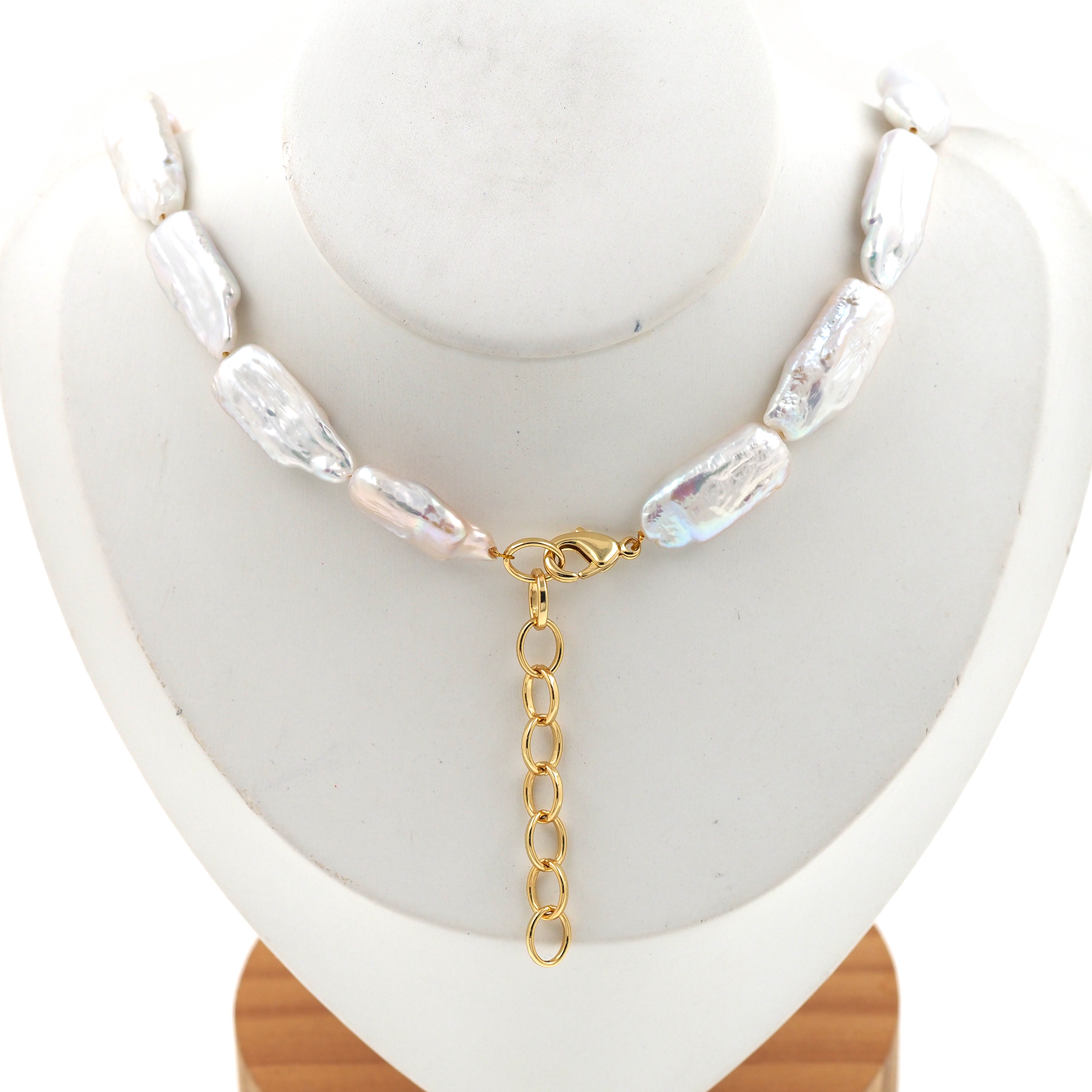 18K Gold Filled Pearl Link Necklace,Pearl Chain,Minimalist Pearl Necklace,Freshwater Pearl Necklace,Adjustable Necklace