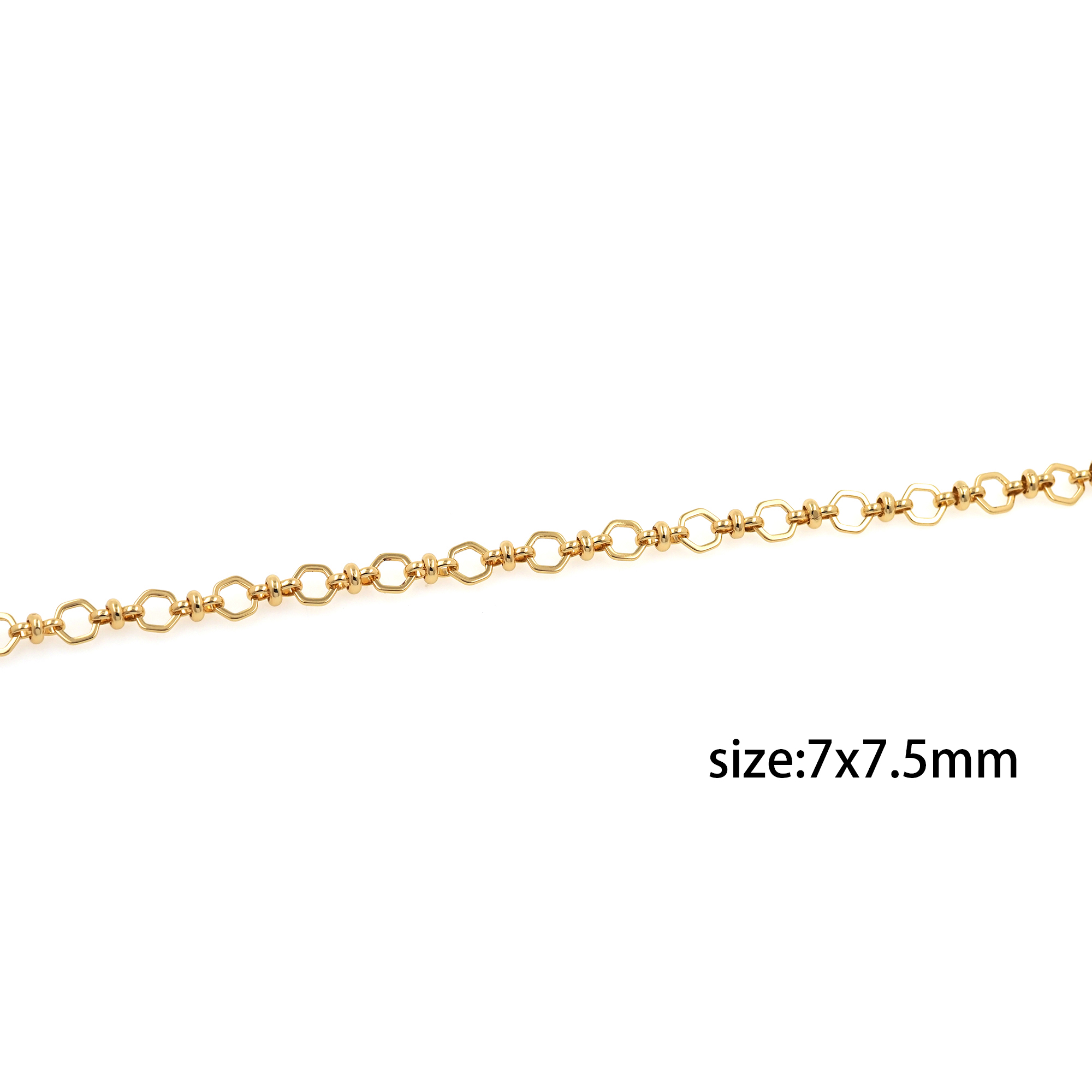 18K Gold Filled Hexagon Chain Necklace,Minimalist Link Chain,Gold Cable Chain Necklace for Women DIY Jewelry Making Supply