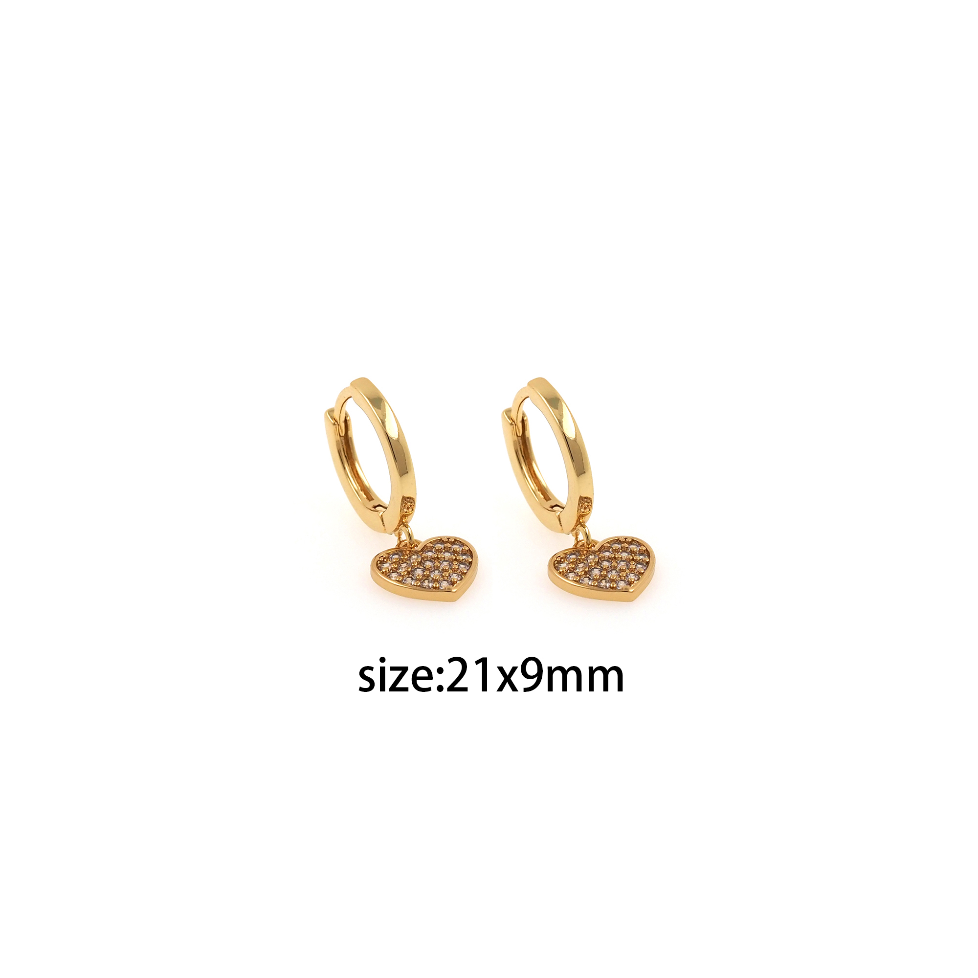 18K Gold Filled Heart Hoop Earrings,Dainty Zirconia Earrings,Dangle Hoops,Dainty CZ Hoops Huggie