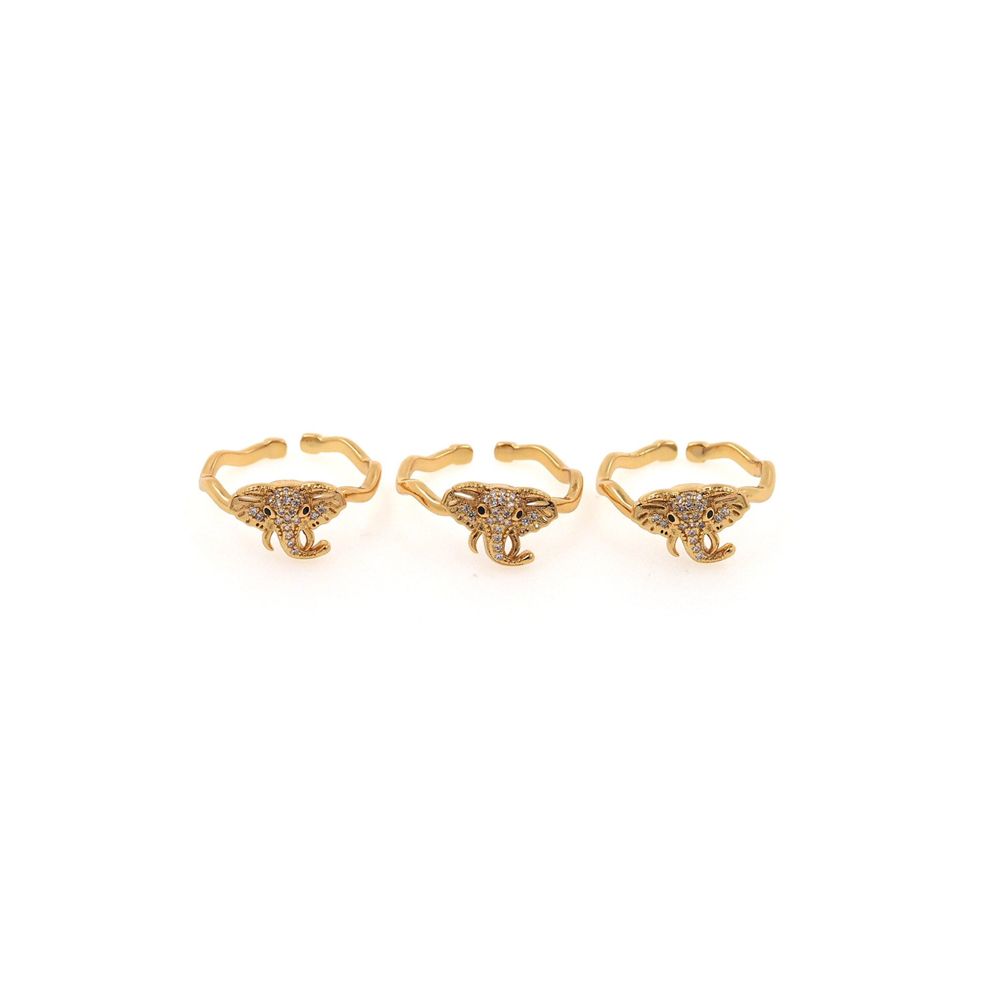 18K Gold Filled Elephant Rings,CZ Rings,Adjustable Ring,Minimalist Ring,Open Ring,Gift for Her