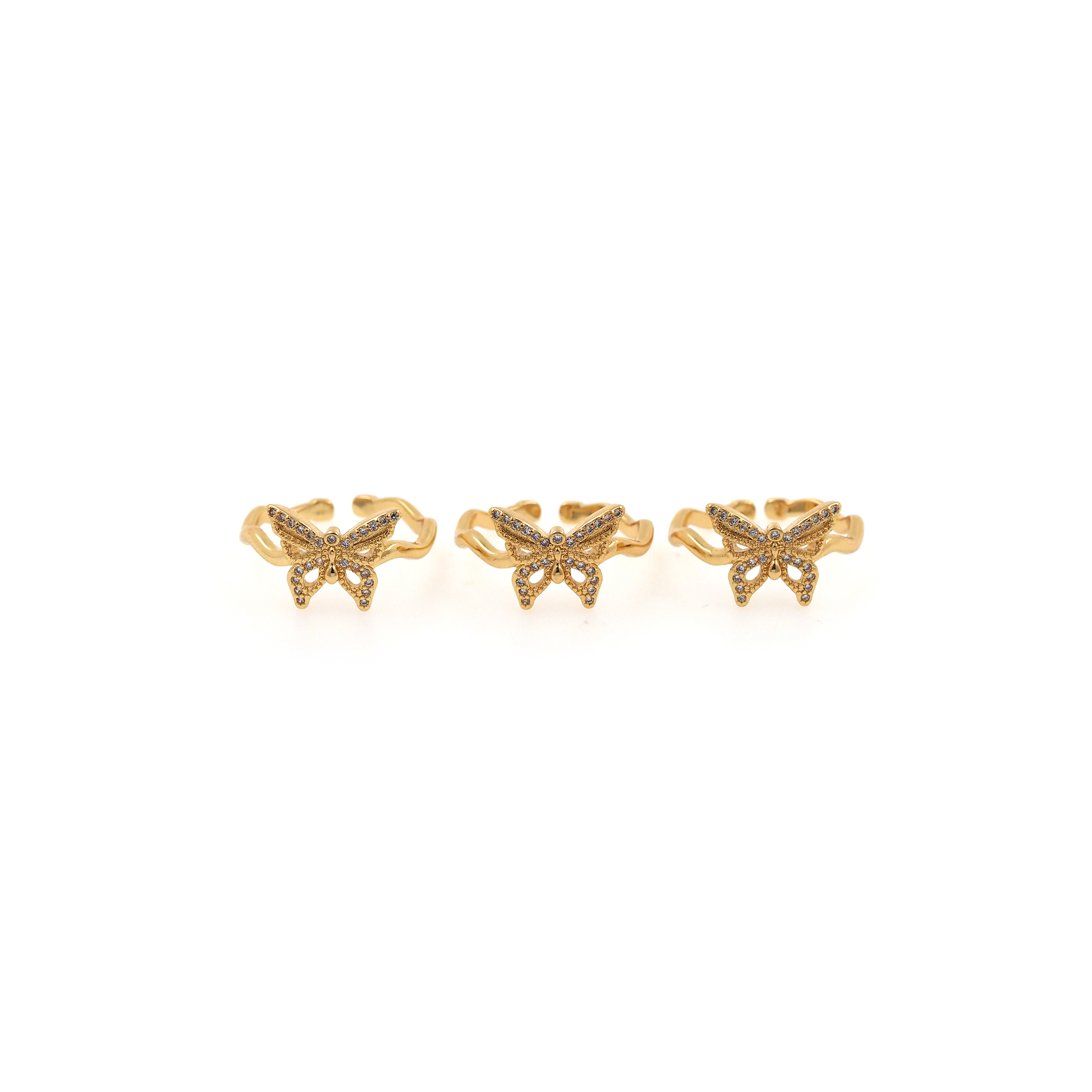 18K Gold Filled Butterfly CZ Ring,Minimalist Ring,Dainty Zirconia Ring,Open Ring,Adjustable Ring