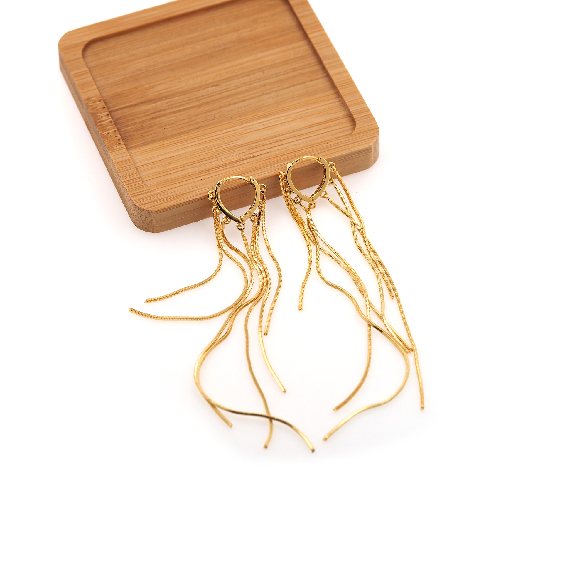 18K Gold Filled Fringe Hoop Earrings,Dangle Earrings,Tassel Hoops,Dainty Hoops Huggie,Minimalist Earrings