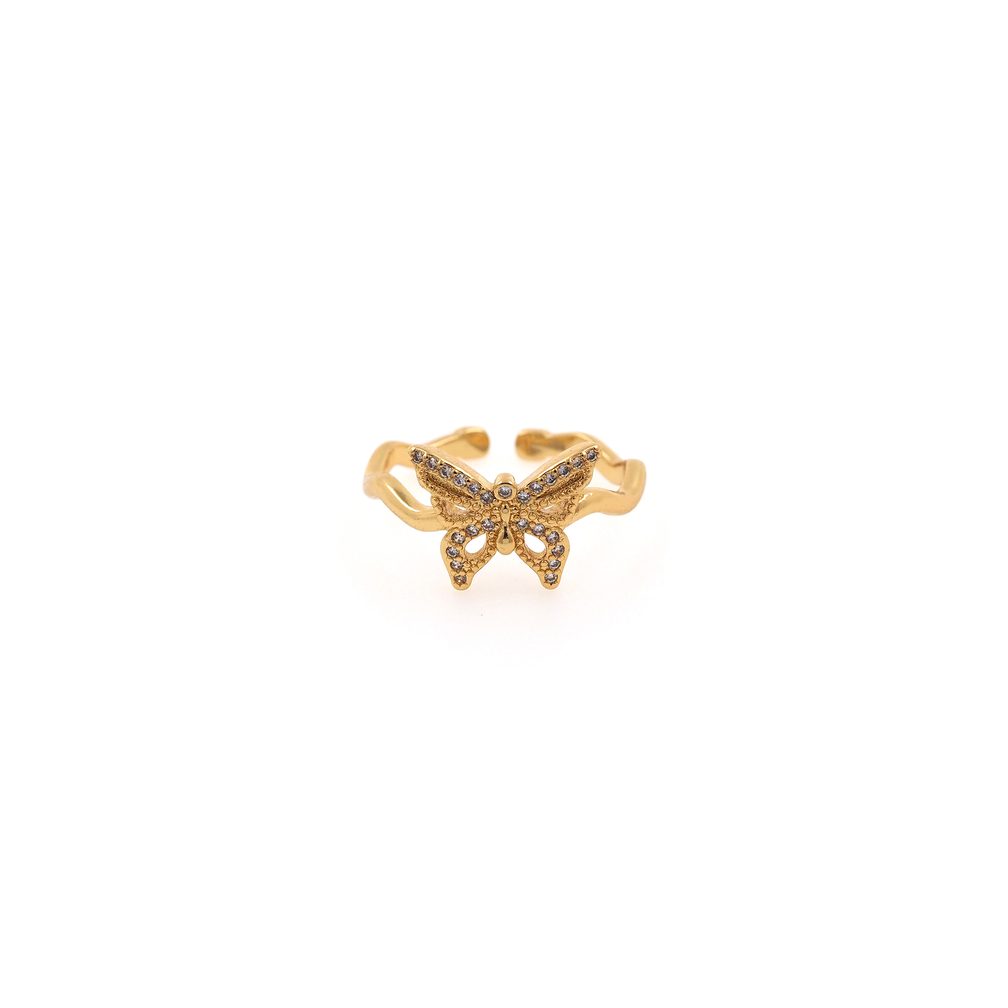 18K Gold Filled Butterfly CZ Ring,Minimalist Ring,Dainty Zirconia Ring,Open Ring,Adjustable Ring