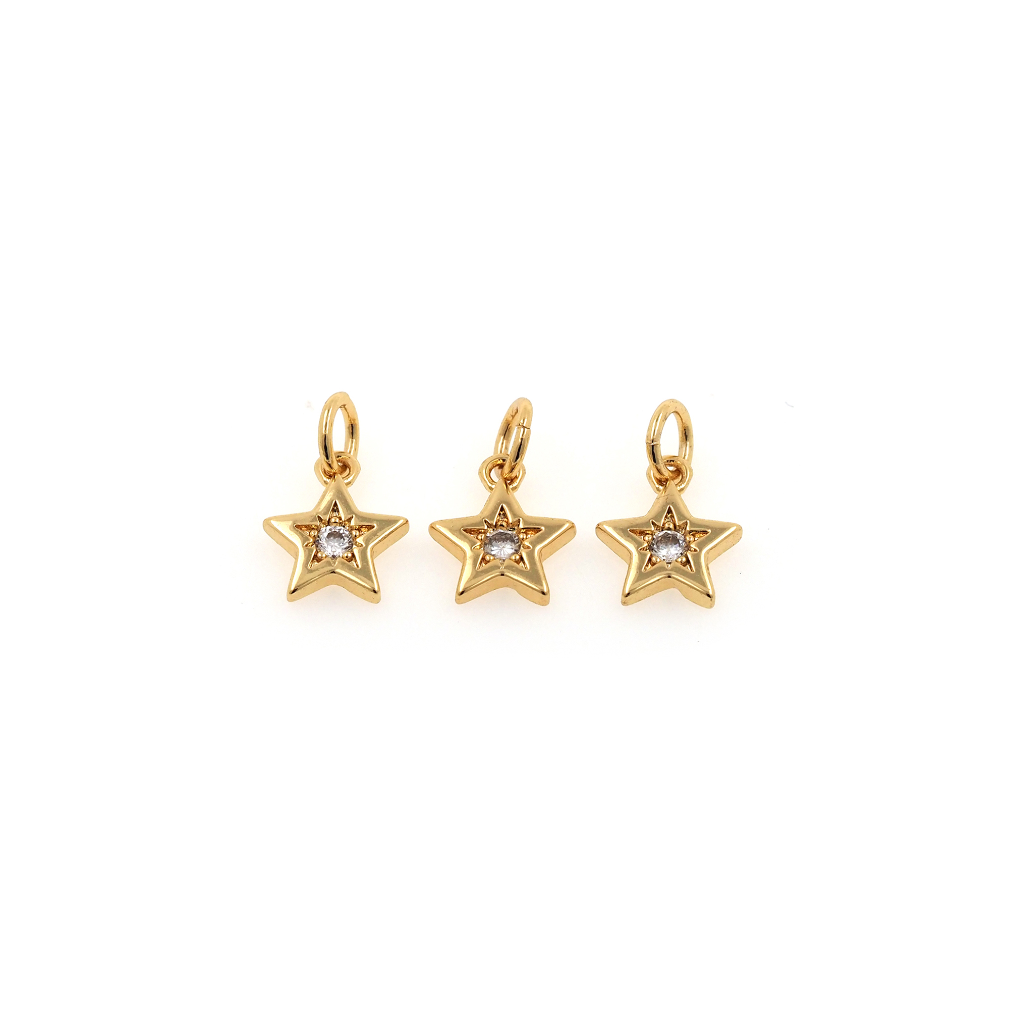 CZ Micro Pave Star Pendant,18K Gold Filled Star Charm Earrings Necklace for DIY Jewelry Making Supply