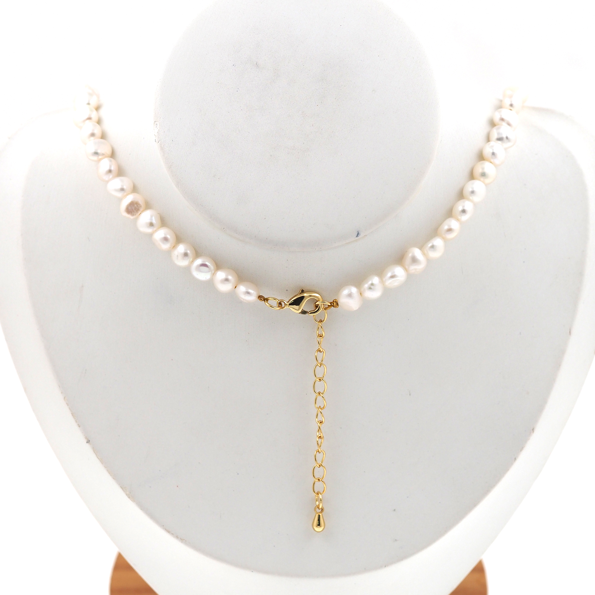 18K Gold Filled Pearl Link Necklace,Pearl Chain,Minimalist Pearl Necklace,Freshwater Pearl Necklace,Adjustable Necklace