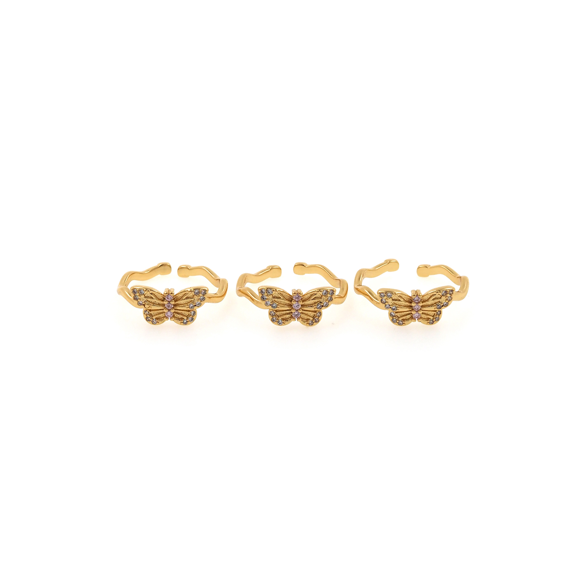 18K Gold Filled Butterfly CZ Ring,Minimalist Ring,Dainty Zirconia Ring,Open Ring,Adjustable Ring