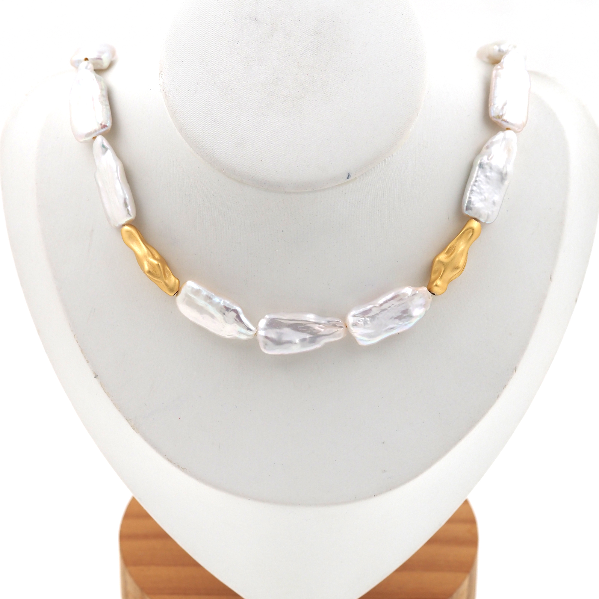 18K Gold Filled Pearl Link Necklace,Pearl Chain,Minimalist Pearl Necklace,Freshwater Pearl Necklace,Adjustable Necklace