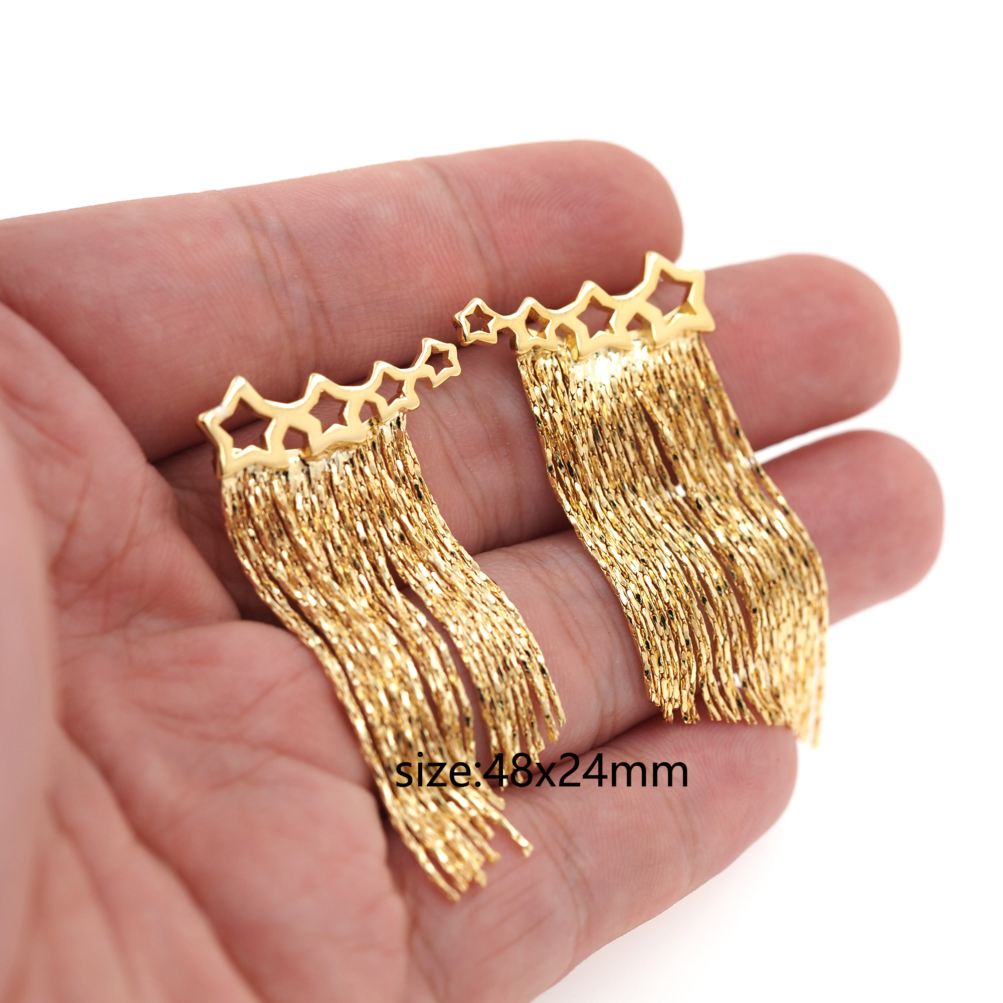 18K Gold Filled Star Stud Earrings,Tassel Earrings,Celestial Earrings,Minimalist Earring,Gift for Wife