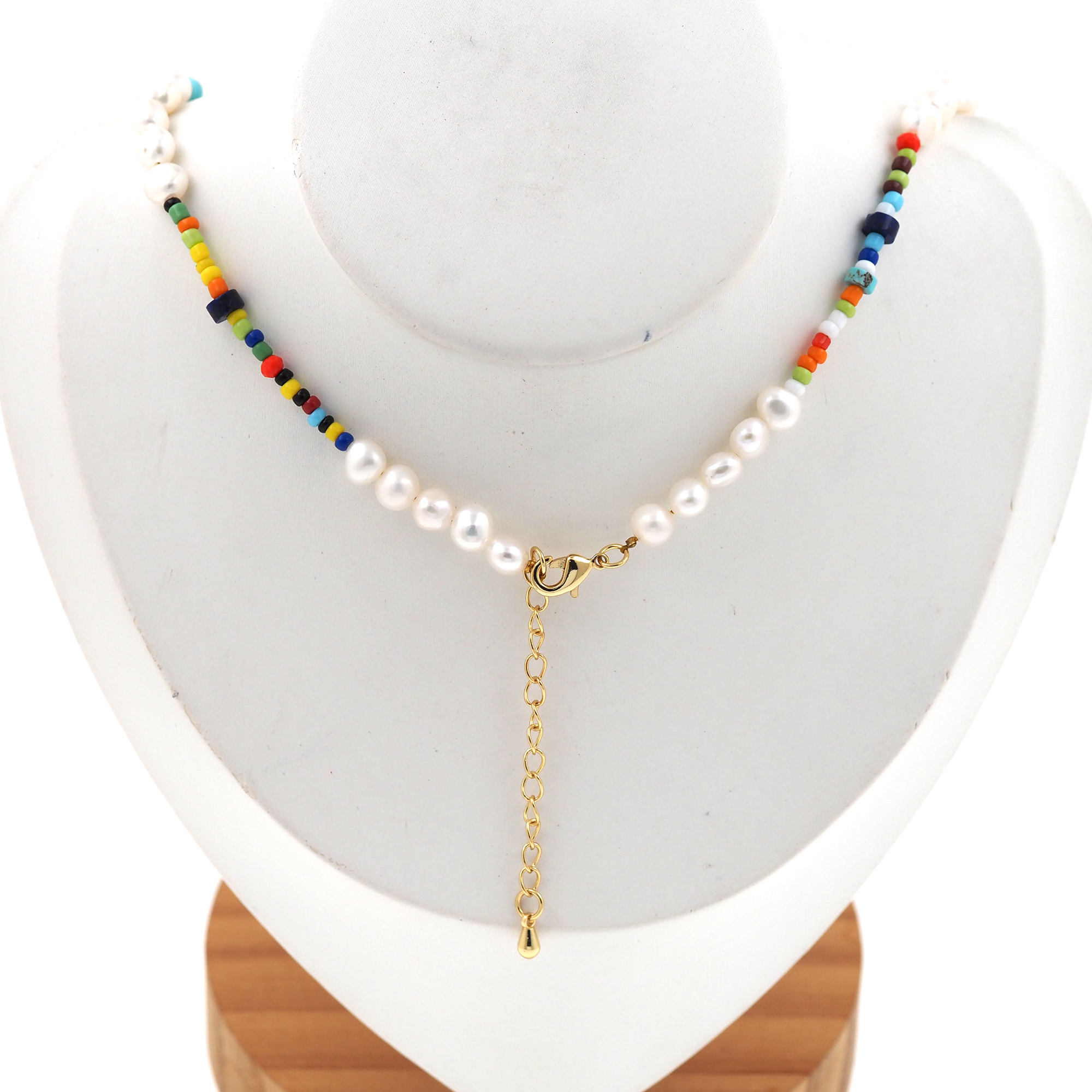 18K Gold Filled Pearl Link Necklace,Pearl Chain,Minimalist Pearl Necklace,Beaded Necklace,Adjustable Necklace