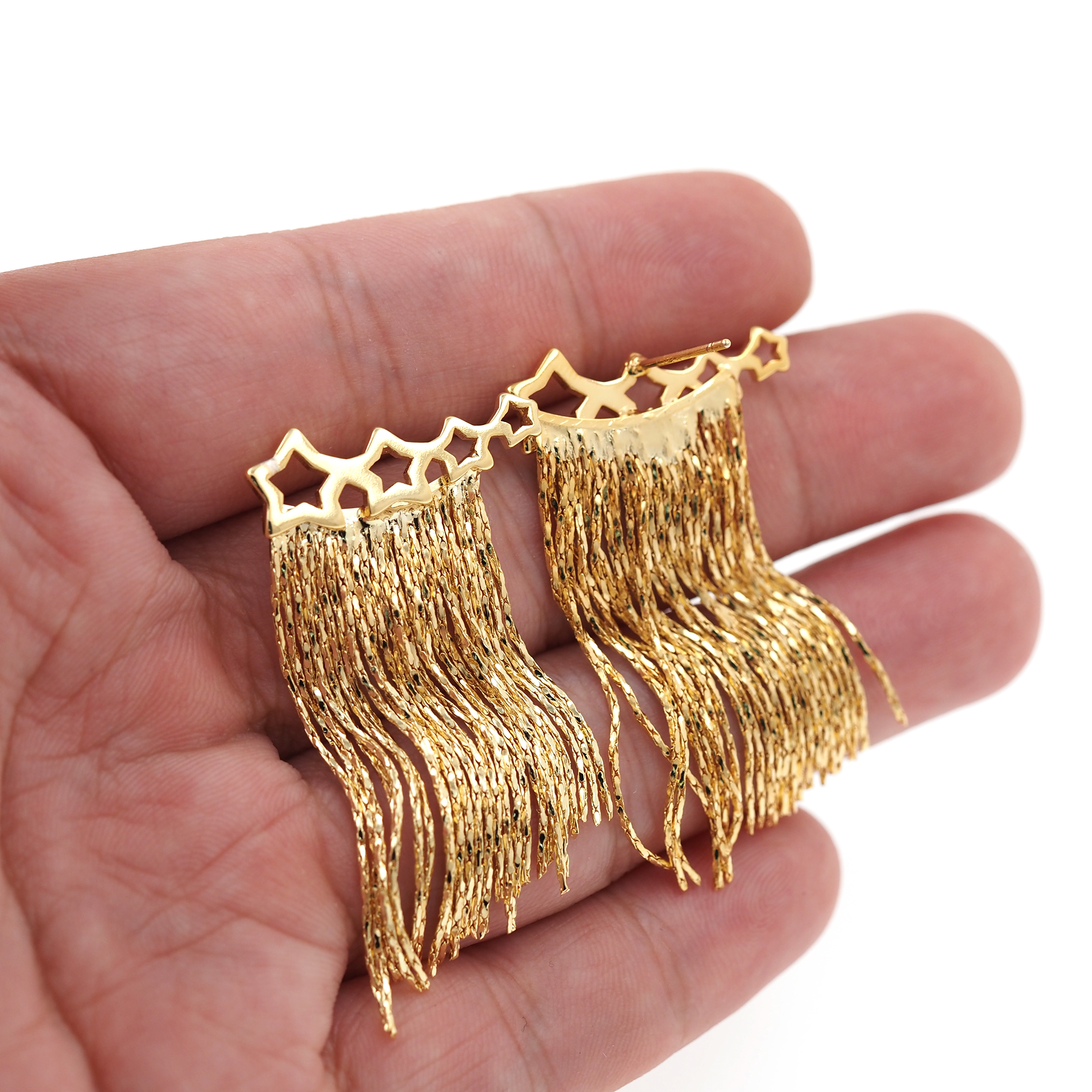 18K Gold Filled Star Stud Earrings,Tassel Earrings,Celestial Earrings,Minimalist Earring,Gift for Wife