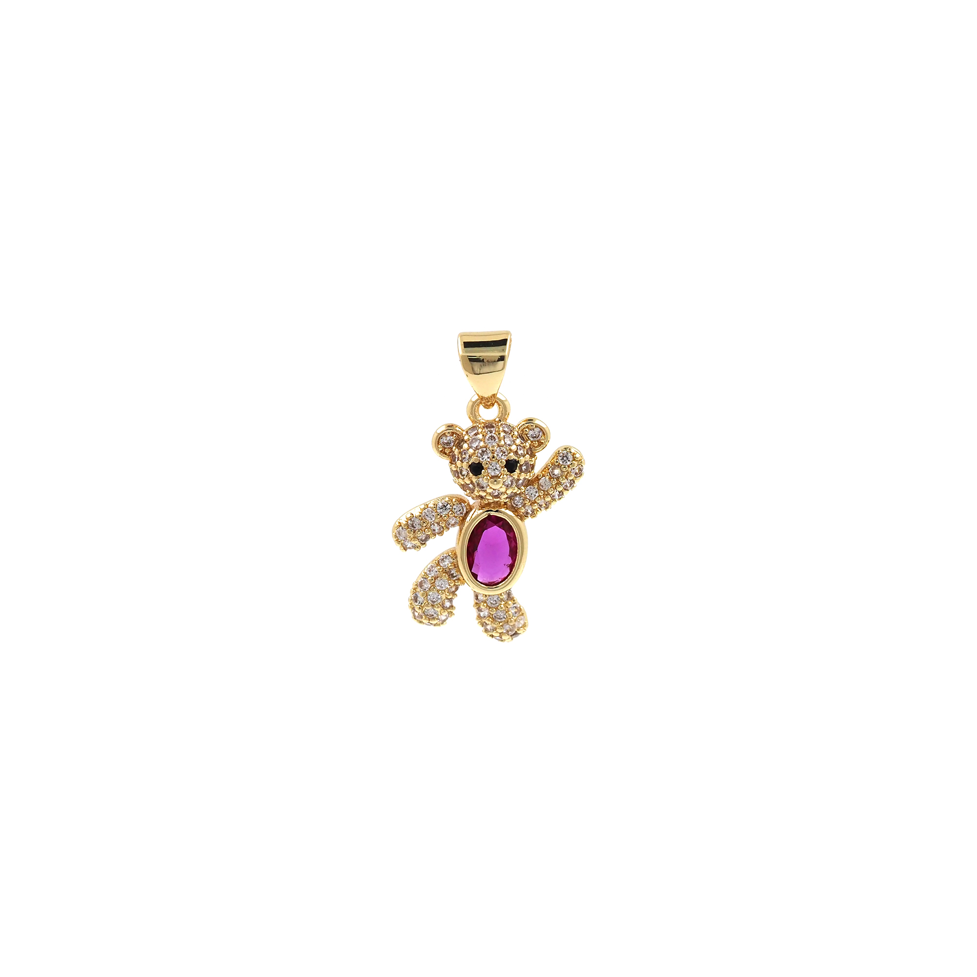 CZ Micro Pave Bear Pendant,18K Gold Filled Bear Charm Earrings Necklace for DIY Jewelry Making Supply