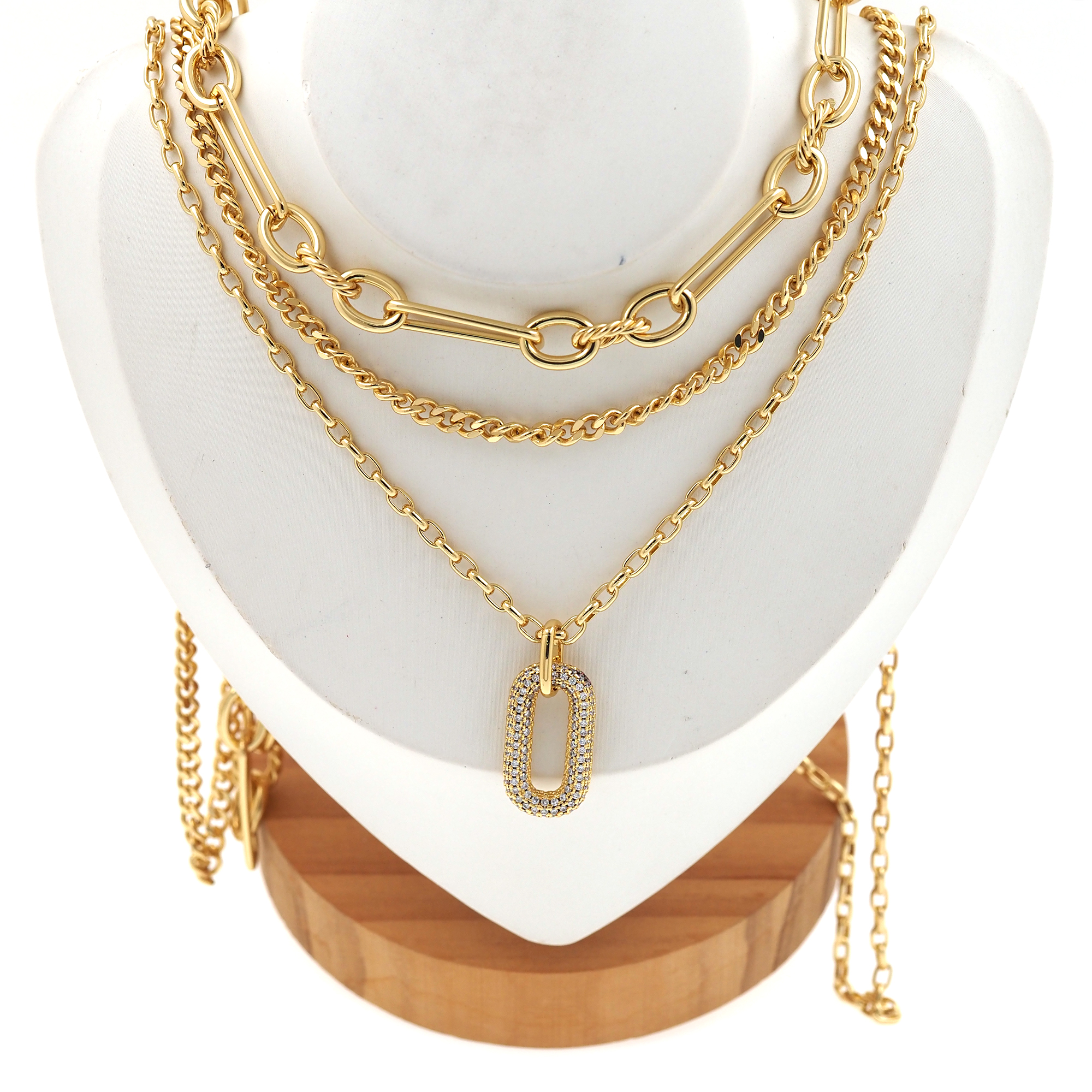 18K Gold Filled Layered Link Necklace,Paper Clip Link,Minimalist Necklace,Double Choker,Adjustable Necklace