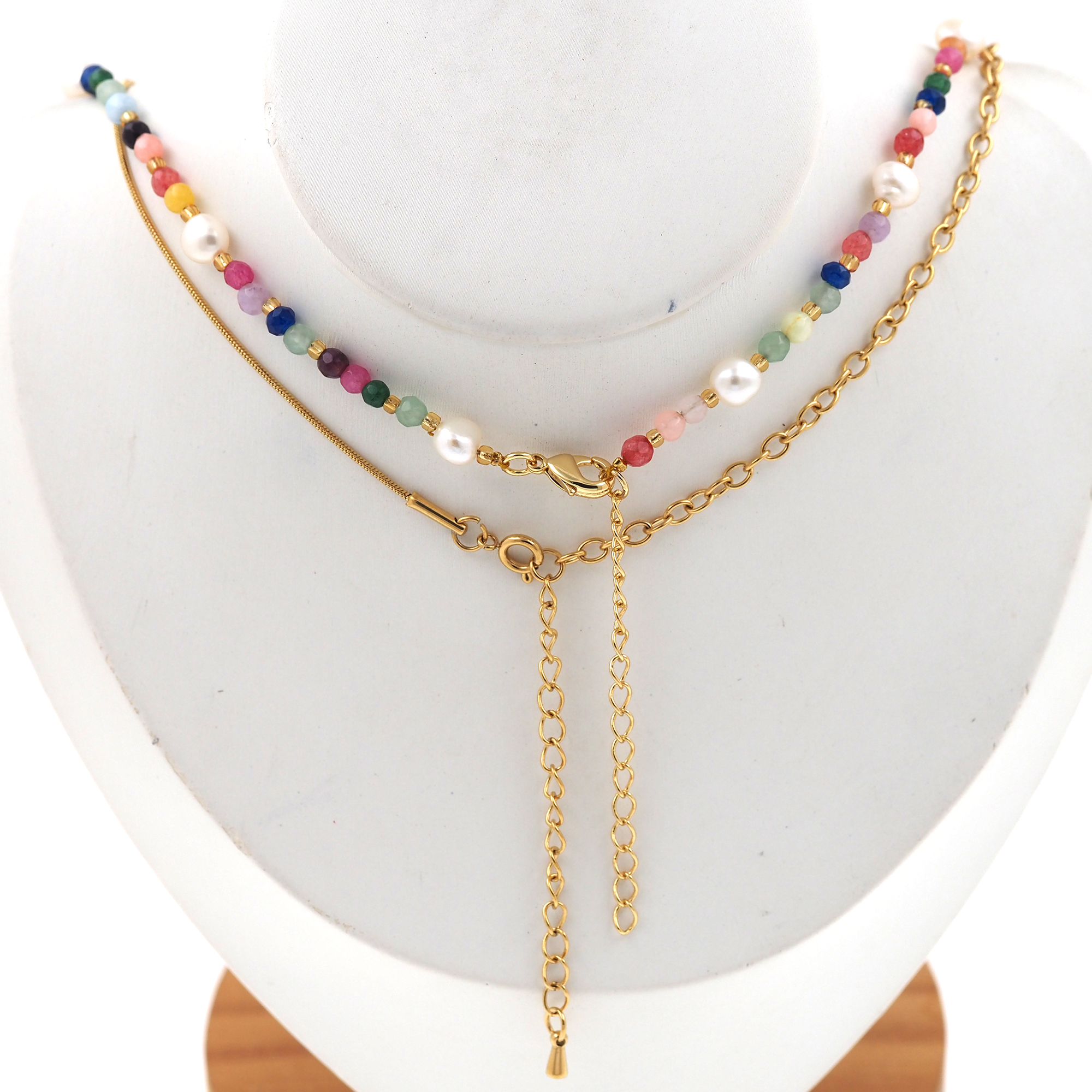 18K Gold Filled Layered Necklace,Minimalist Necklace,Dainty Necklace,Beaded Necklace,Adjustable Necklace