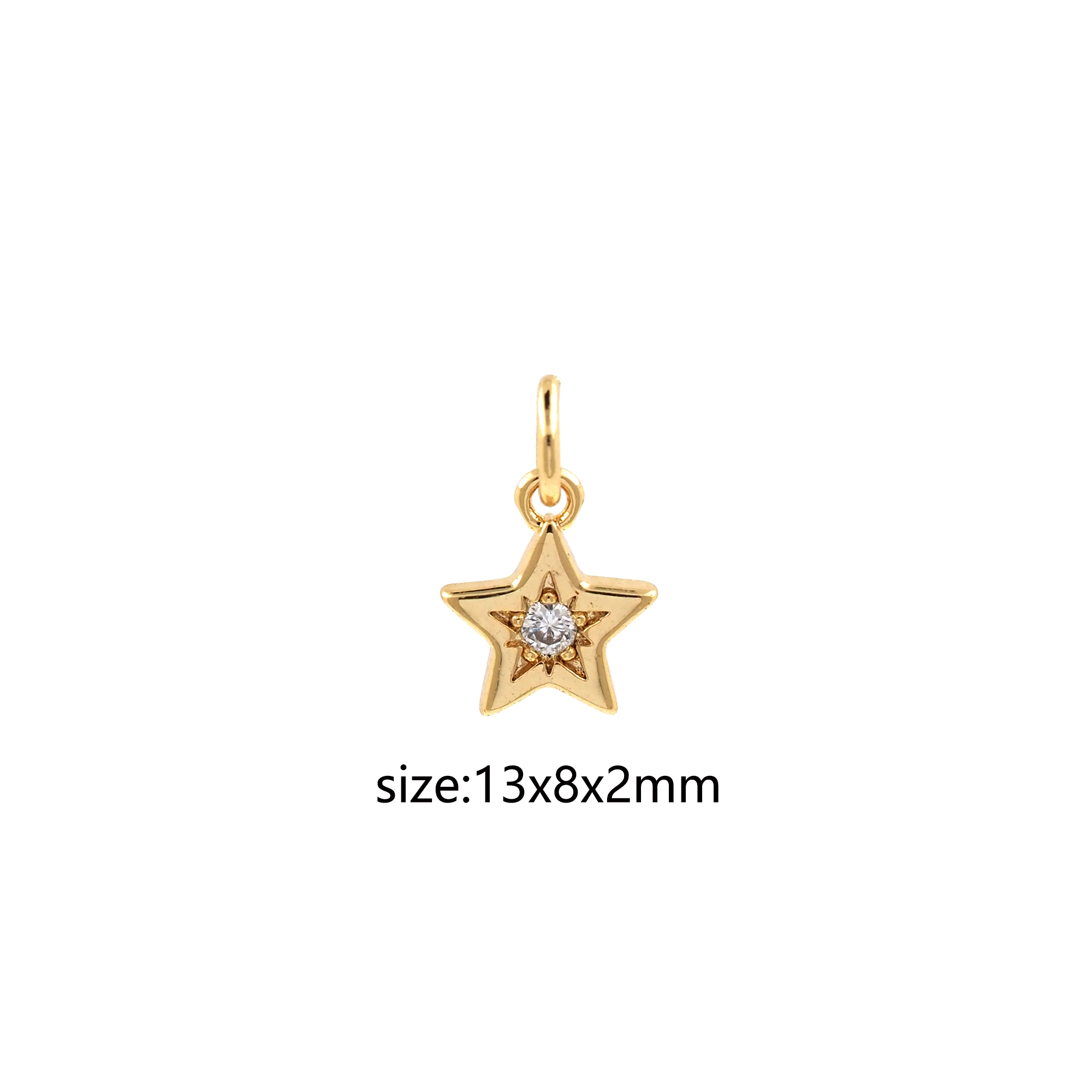 CZ Micro Pave Star Pendant,18K Gold Filled Star Charm Earrings Necklace for DIY Jewelry Making Supply