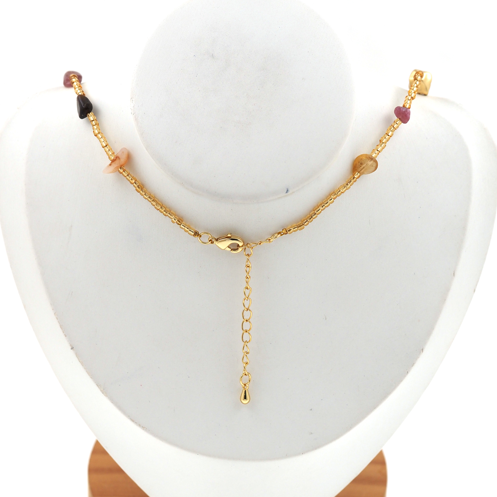 18K Gold Filled Thin Link Necklace,Minimalist Necklace,Dainty Necklace,Beaded Necklace,Adjustable Necklace