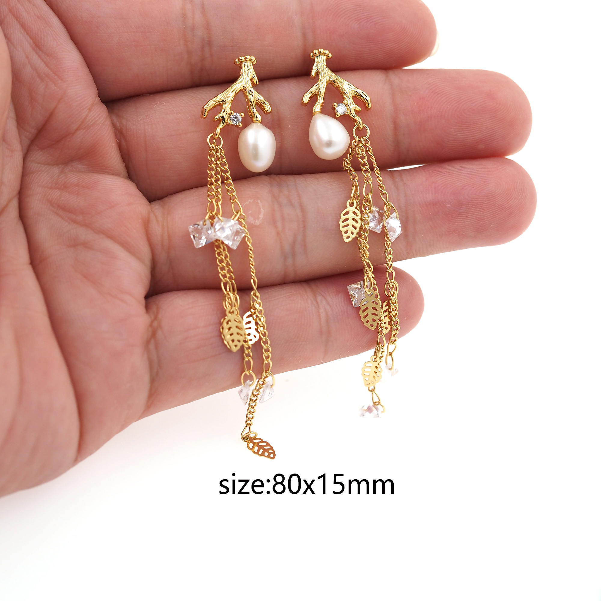 18K Gold Filled Antler Stud Earrings,Tassel Stud,Dainty Earrings,Minimalist Earring,Gift for Wife