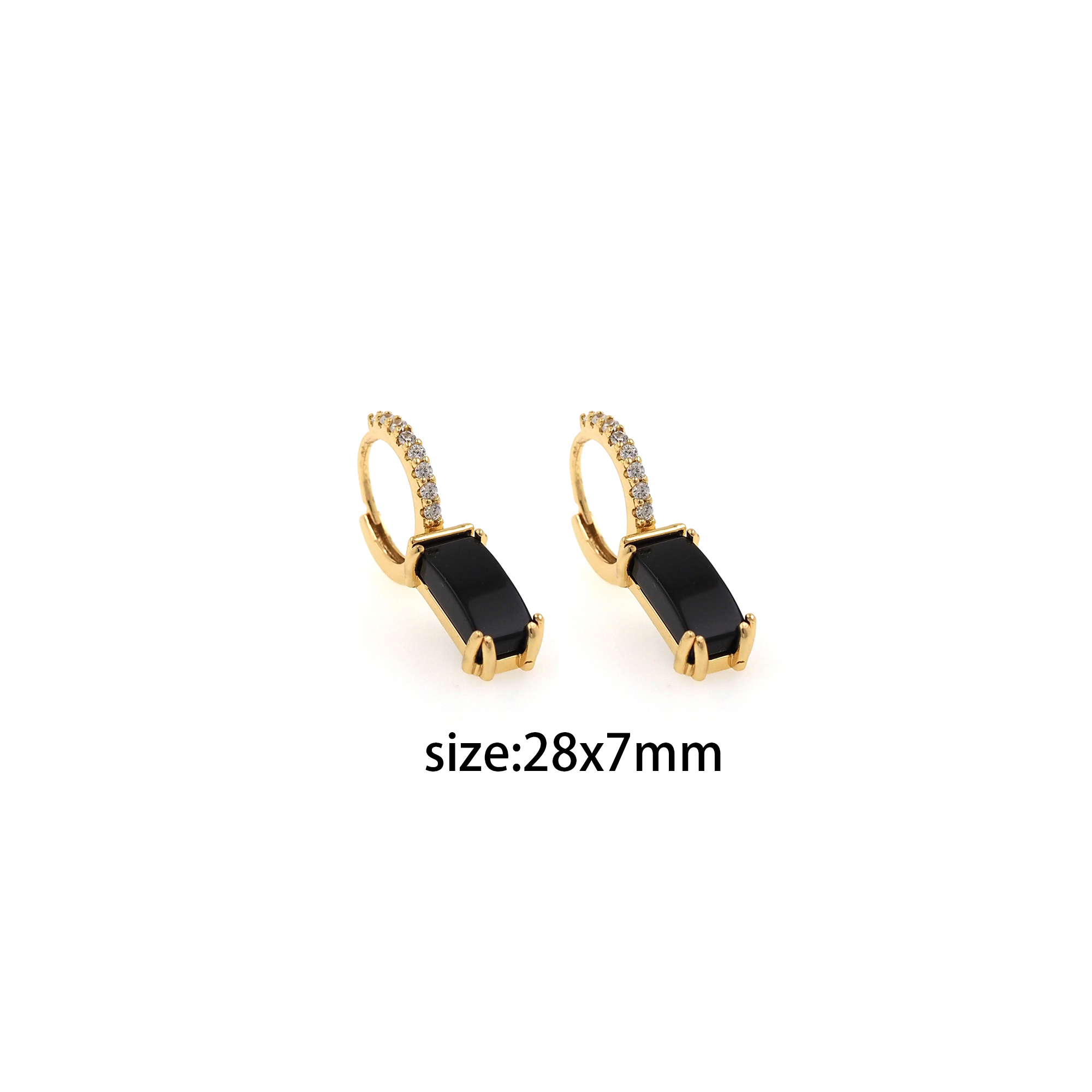 18K Gold Filled Rectangle Hoop Earrings,Dainty Zirconia Earrings,Dangle Hoops,Dainty CZ Hoops Huggie