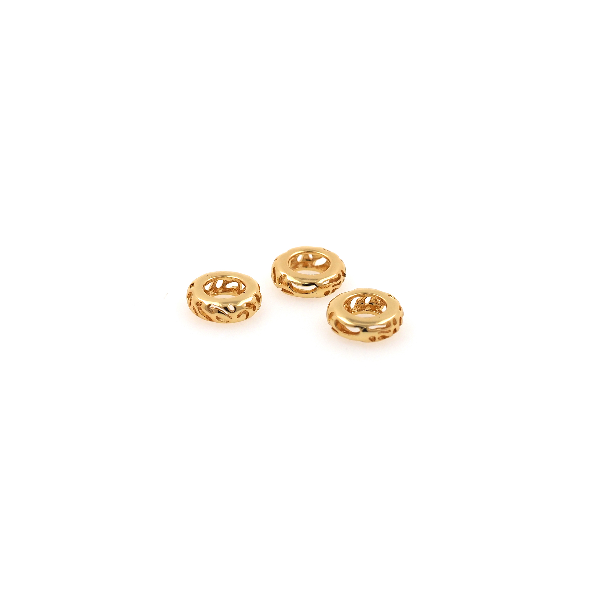 18K Gold Filled Wheel Spacer Beads,Flat Bead for Bracelet Jewelry Necklace Making Supply