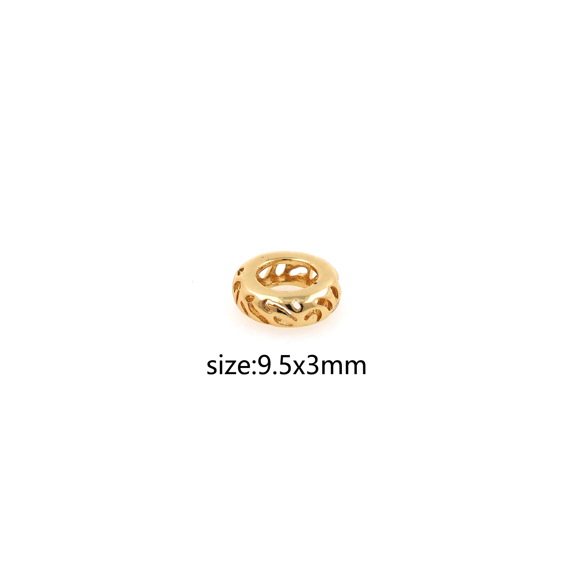18K Gold Filled Wheel Spacer Beads,Flat Bead for Bracelet Jewelry Necklace Making Supply