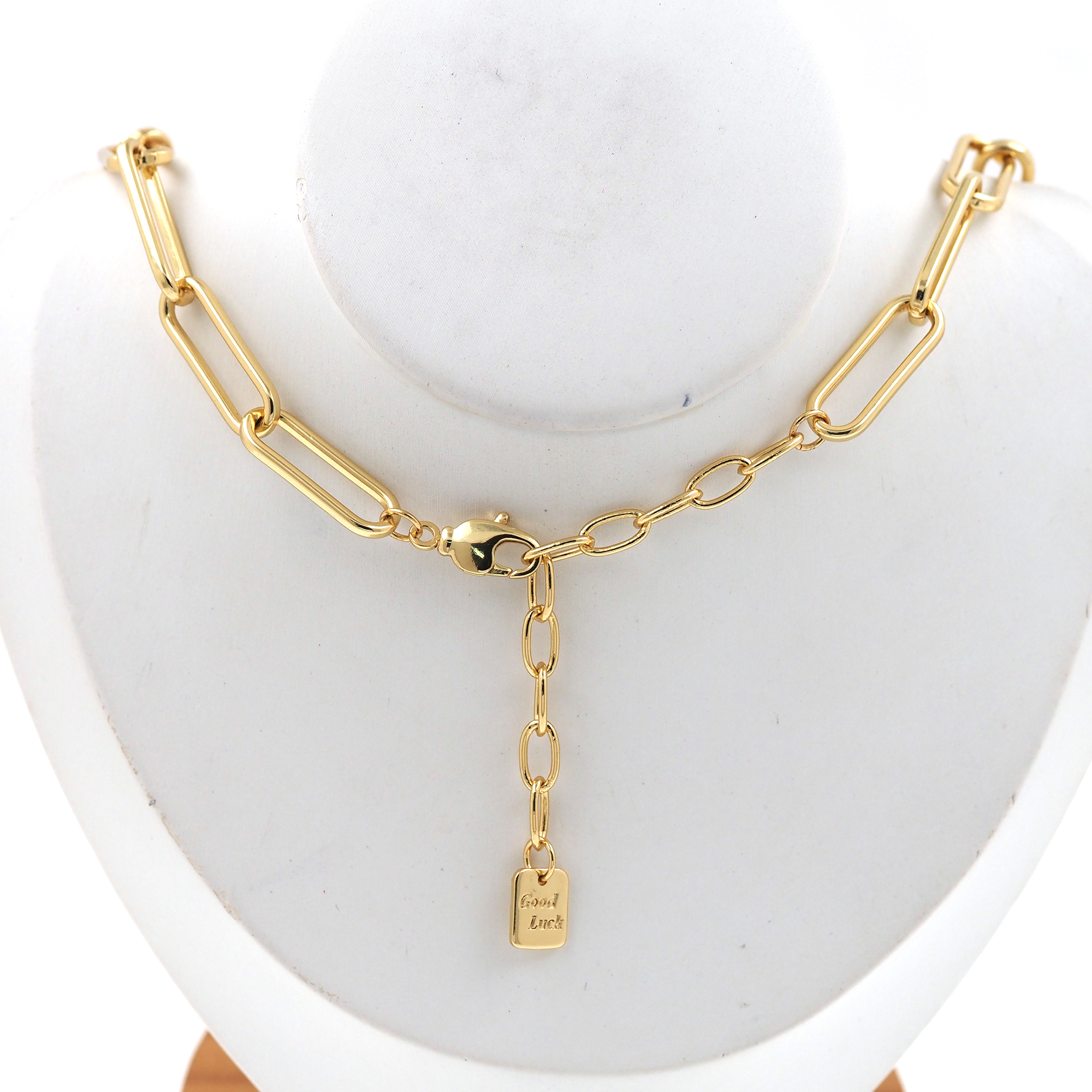 18K Gold Filled Paper Clip Link Necklace,Minimalist Necklace,Cable Chain Necklace,Adjustable Necklace