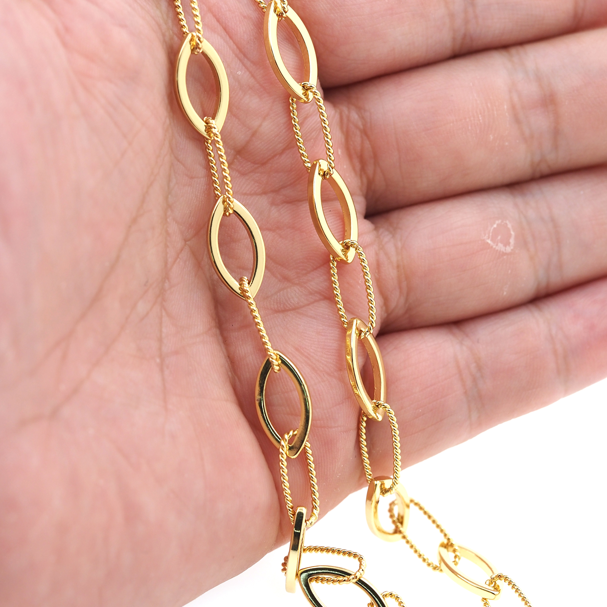 18K Gold Filled Oval Chain Necklace,Minimalist Link Chain,Gold Knot Chain Necklace for Women DIY Jewelry Making Supply