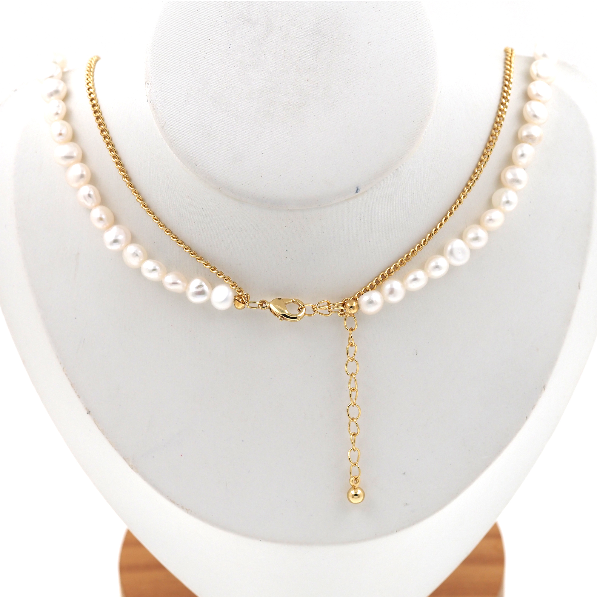 18K Gold Filled Heart Necklace,Layered Necklace,Minimalist Pearl Necklace,Freshwater Pearl Necklace,Adjustable Necklace