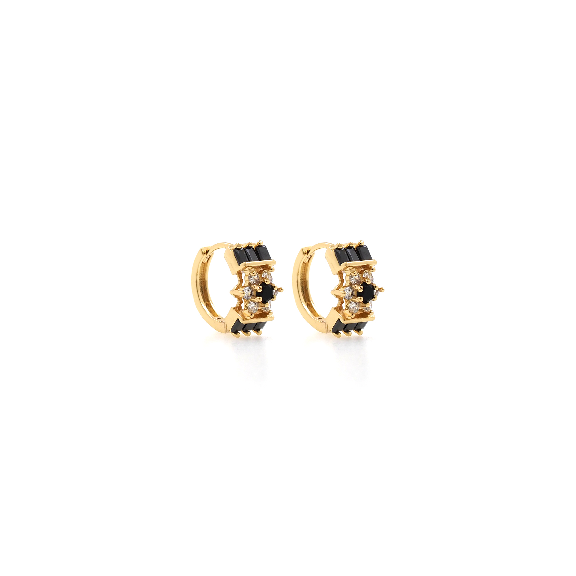 18K Gold Filled Flower Earrings,CZ Micro Pave Floral Hoop Earrings,Minimalist Earrings,Gold Hoops
