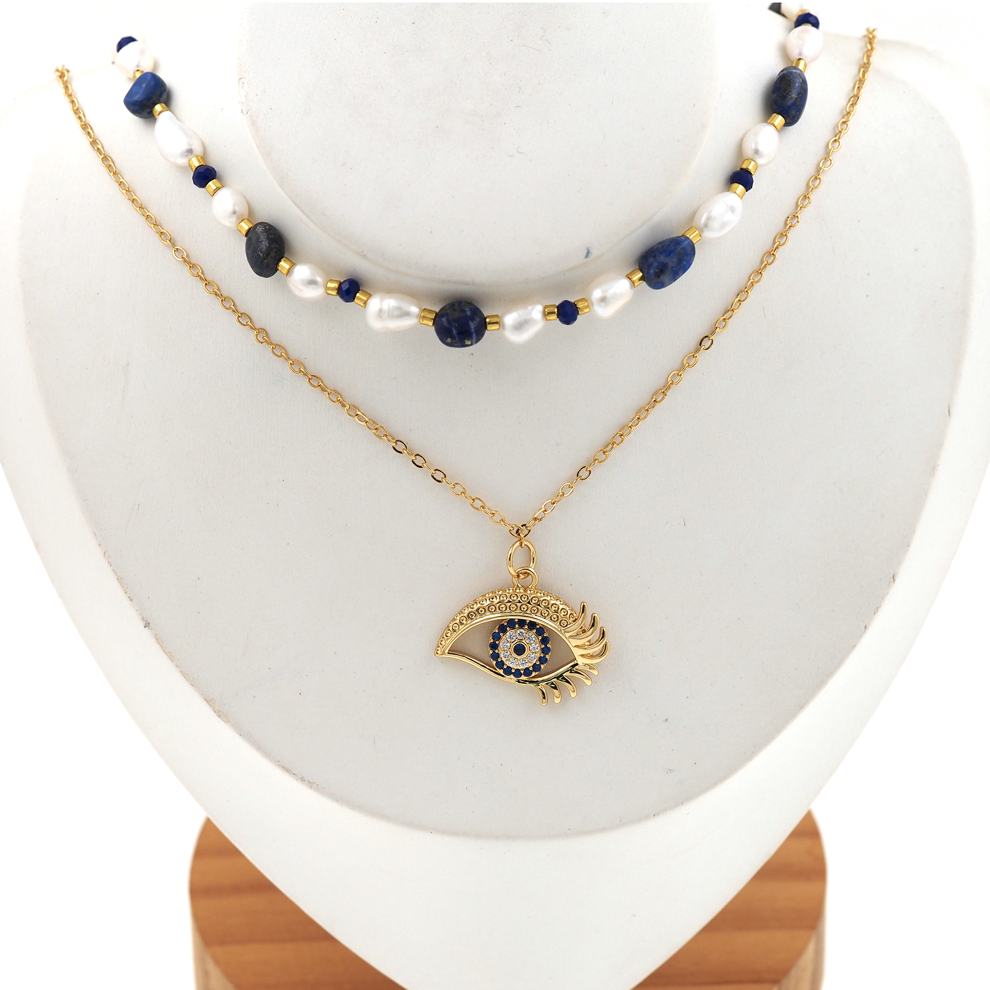 18K Gold Filled Evil Eye Necklace,Layered Necklace,Beaded Necklace,Minimalist Necklace,Pearl Necklace,Adjustable Necklace