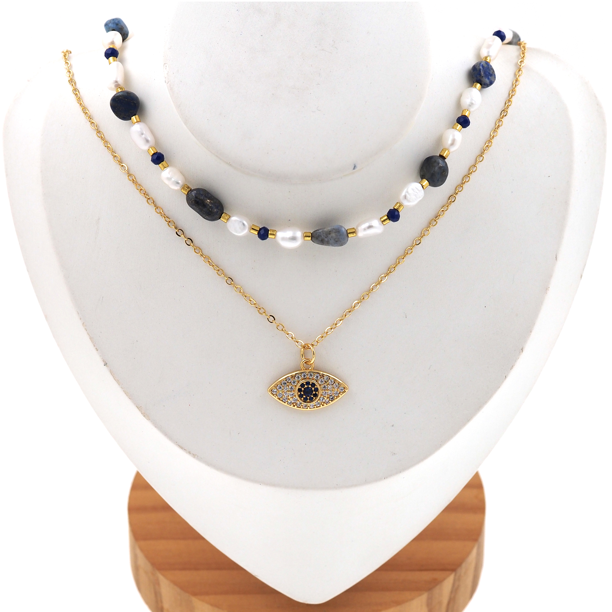 18K Gold Filled Evil Eye Necklace,Layered Necklace,Beaded Necklace,Minimalist Necklace,Pearl Necklace,Adjustable Necklace