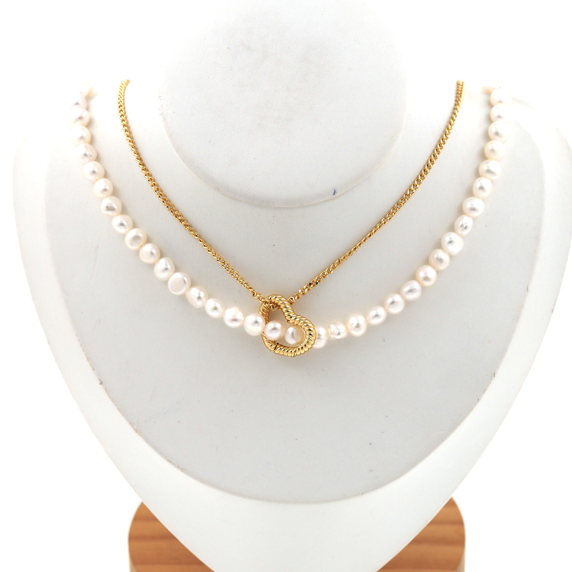 18K Gold Filled Heart Necklace,Layered Necklace,Minimalist Pearl Necklace,Freshwater Pearl Necklace,Adjustable Necklace