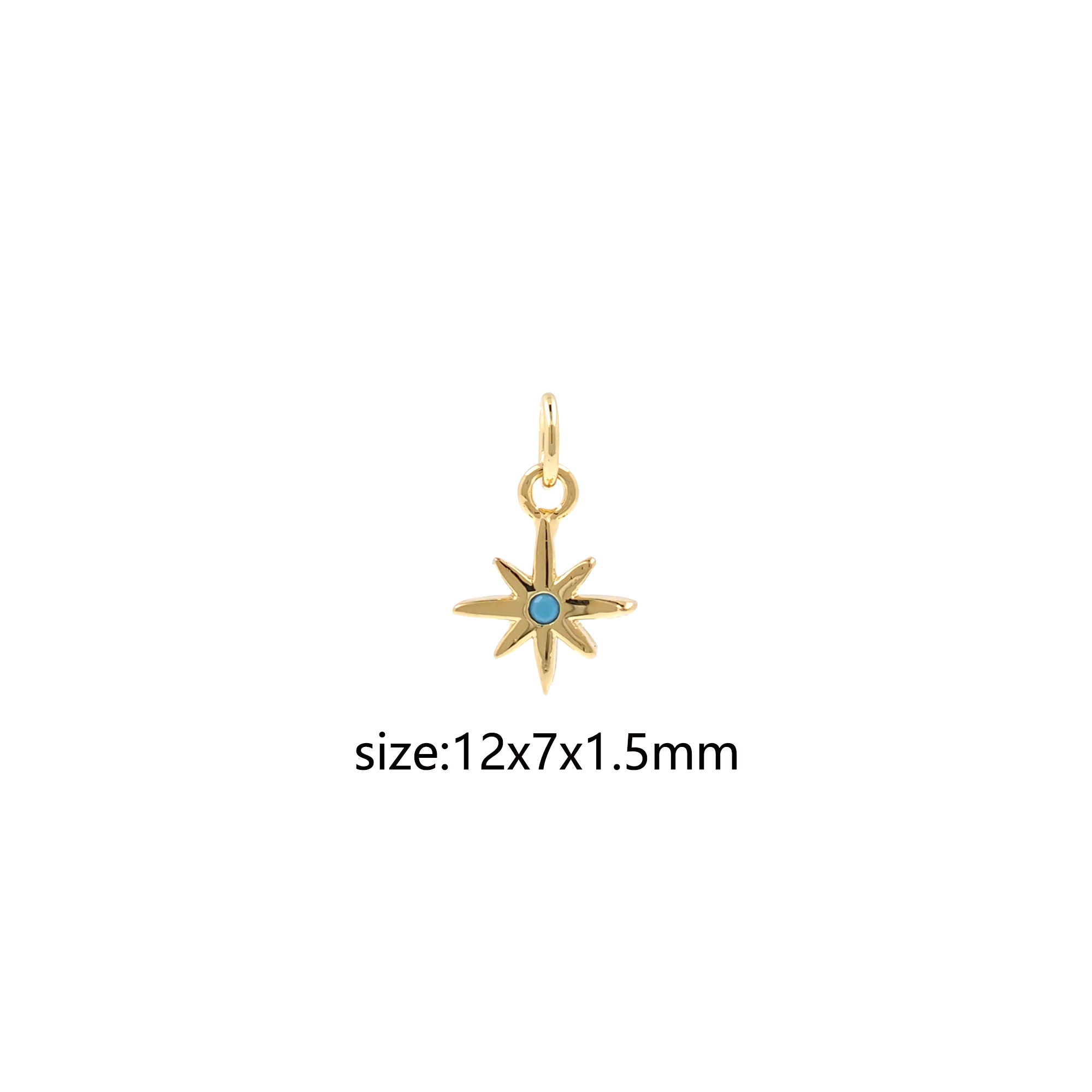 18K Gold Filled North Star Pendant,Dainty Celestial Charm Earrings Necklace for DIY Jewelry Making Supply